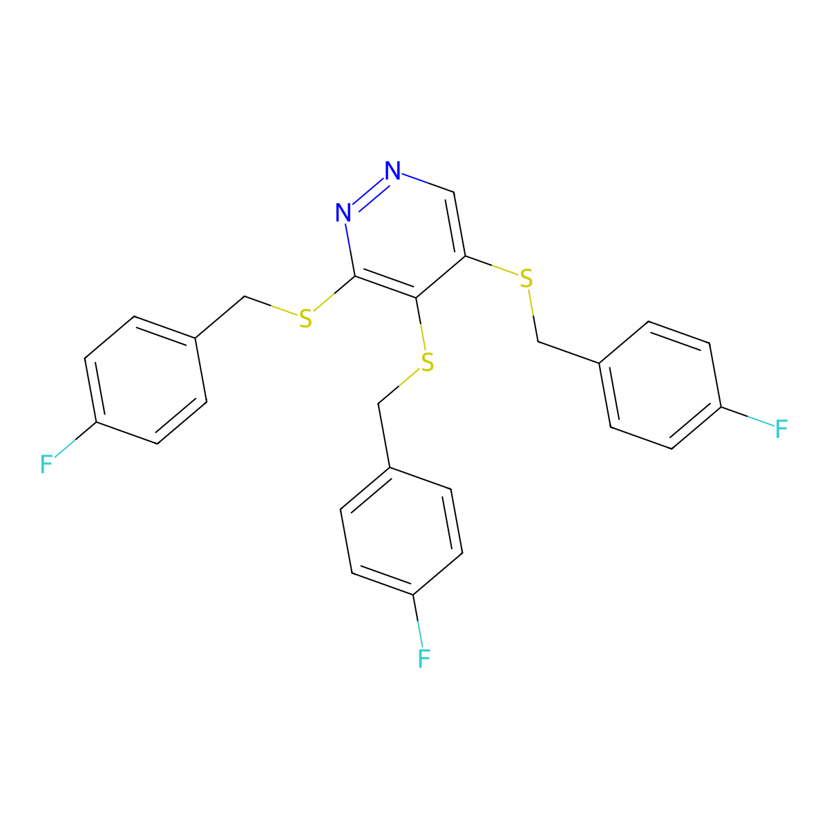 3,4,5-Tris((4-fluorobenzyl)thio)pyridazine molecular structure, CAS 5273-28-9