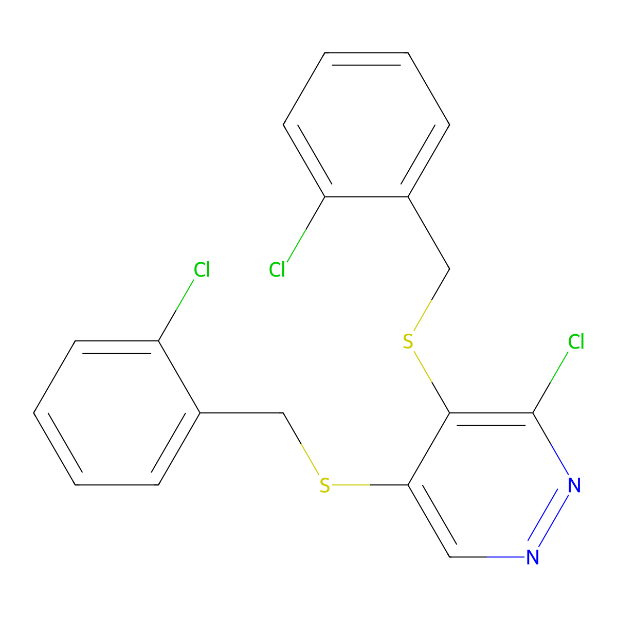 3-Chloro-4,5-bis[(2-chlorobenzyl)sulfanyl]pyridazine molecular structure, CAS 5273-30-3