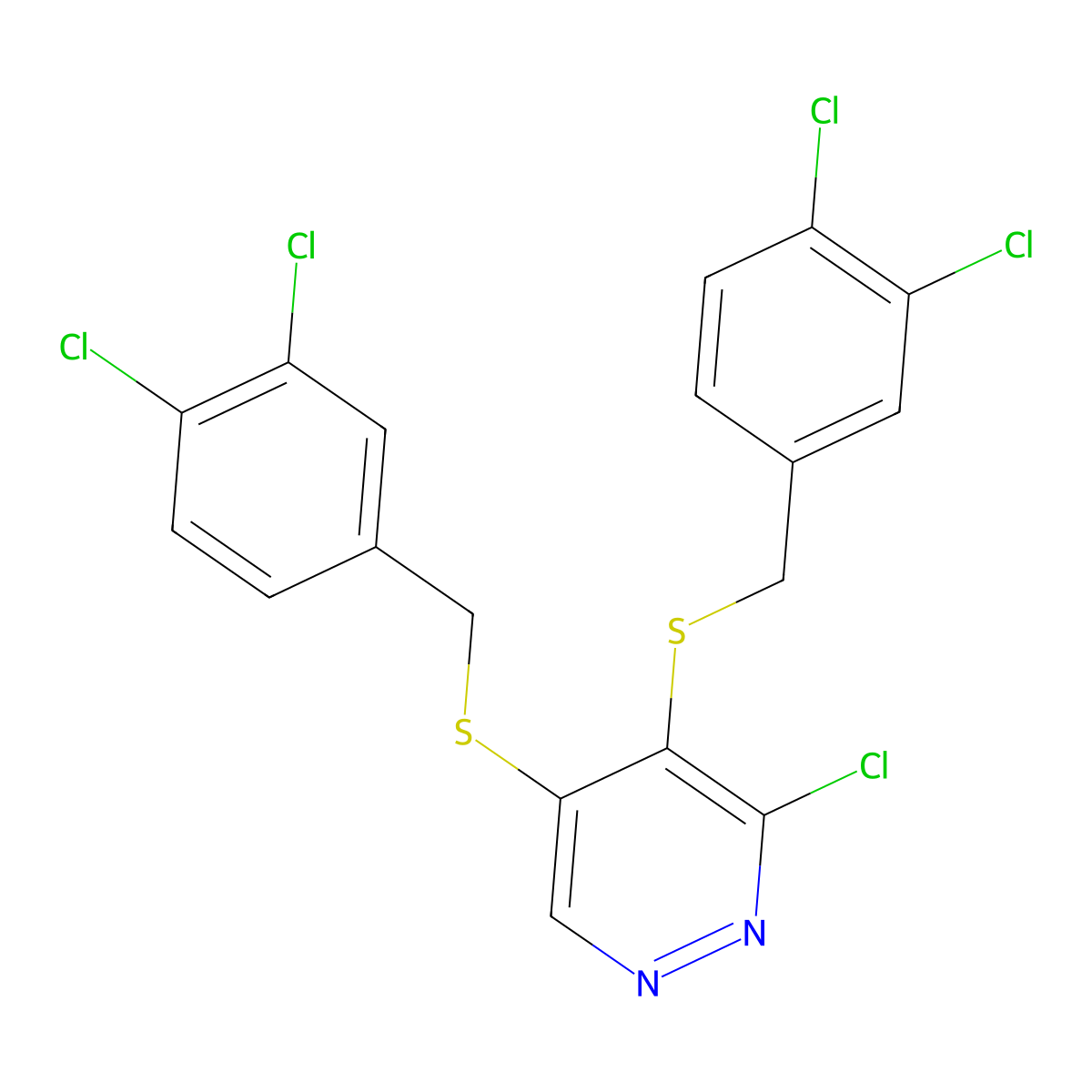 3-Chloro-4,5-bis[(3,4-dichlorobenzyl)sulfanyl]pyridazine molecular structure, CAS 5273-31-4