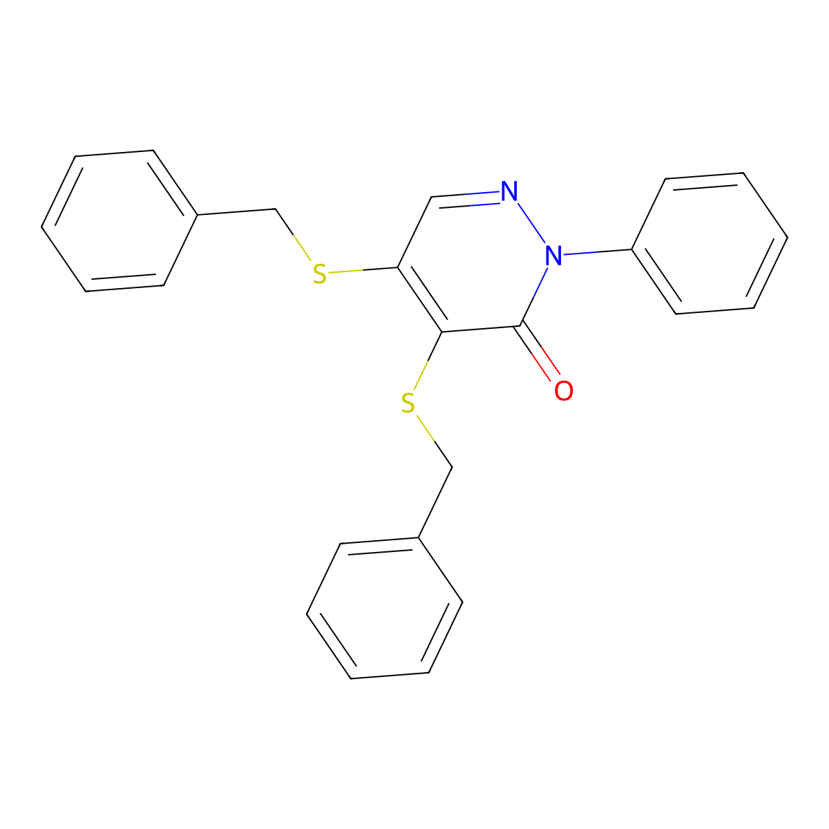 4,5-Bis(benzylthio)-2-phenyl-3(2H)-pyridazinone molecular structure, CAS 5273-32-5