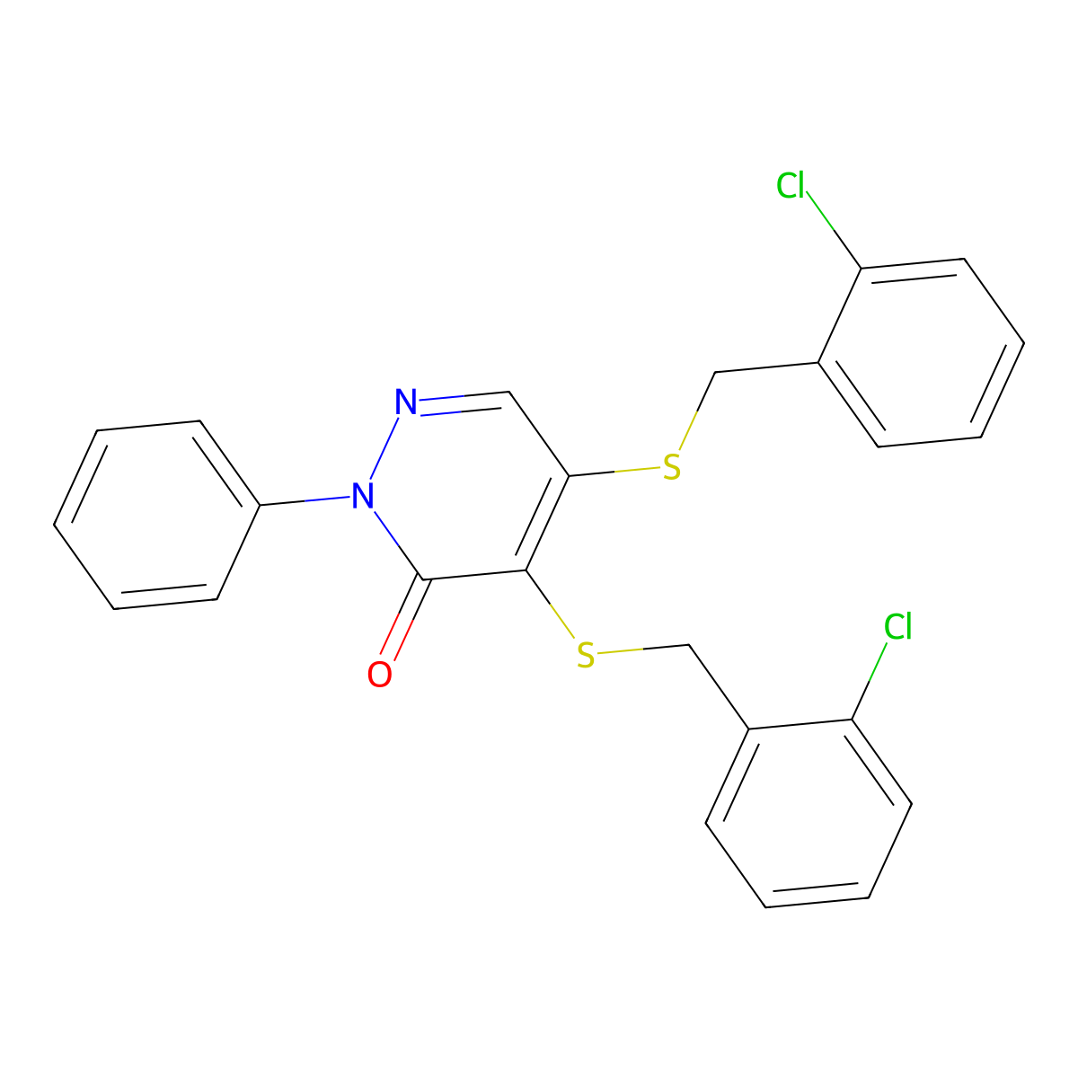 4,5-Bis((2-chlorobenzyl)thio)-2-phenyl-3(2H)-pyridazinone molecular structure, CAS 5273-34-7