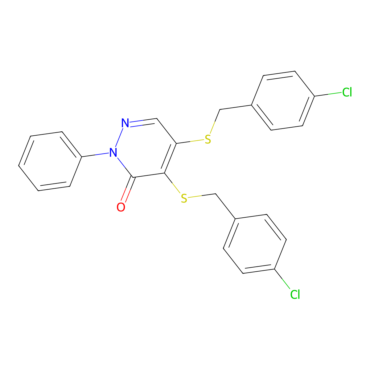 4,5-Bis((4-chlorobenzyl)thio)-2-phenyl-3(2H)-pyridazinone molecular structure, CAS 5273-35-8