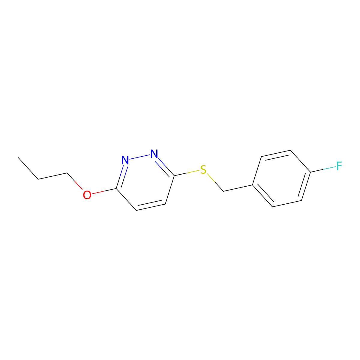 3-[(4-Fluorobenzyl)sulfanyl]-6-propoxypyridazine molecular structure, CAS 5273-54-1
