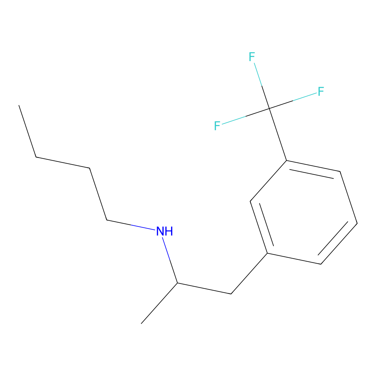 Phenethylamine, N-butyl-alpha-methyl-m-trifluoromethyl- molecular structure, CAS 52742-18-4