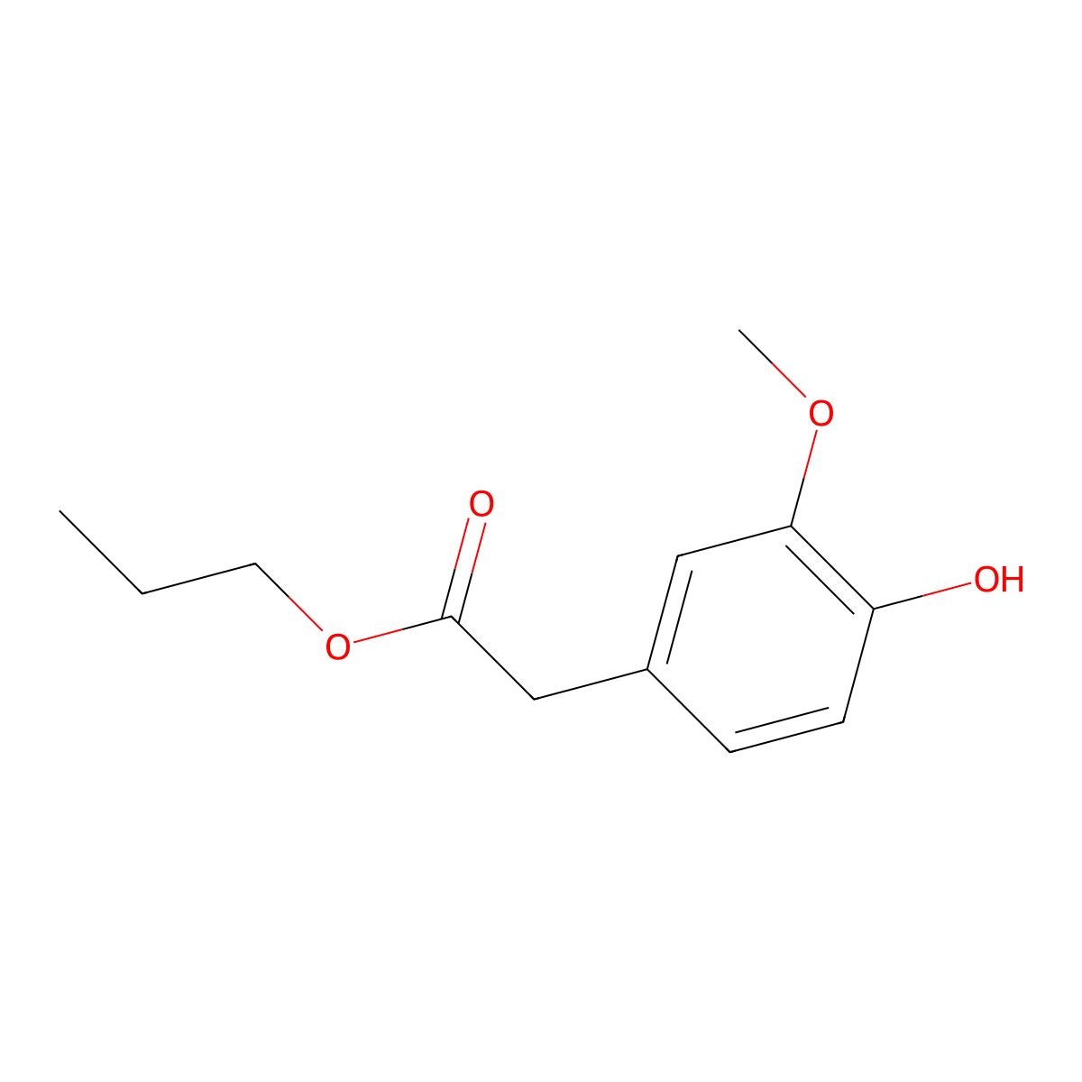 Propyl 4-hydroxy-3-methoxyphenylacetate molecular structure, CAS 52744-26-0