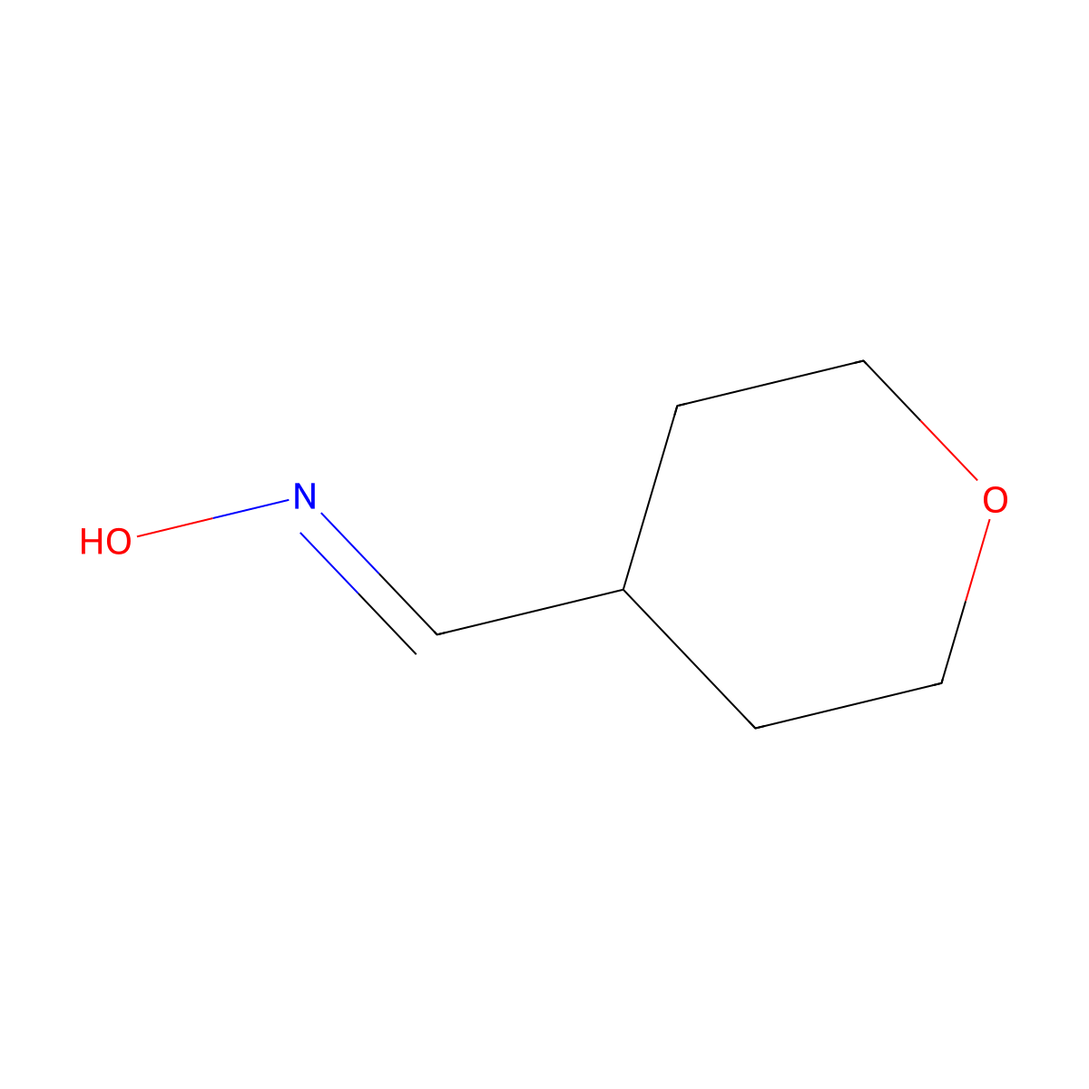 Tetrahydro-pyran-4-carbaldehyde oxime molecular structure, CAS 52748-35-3