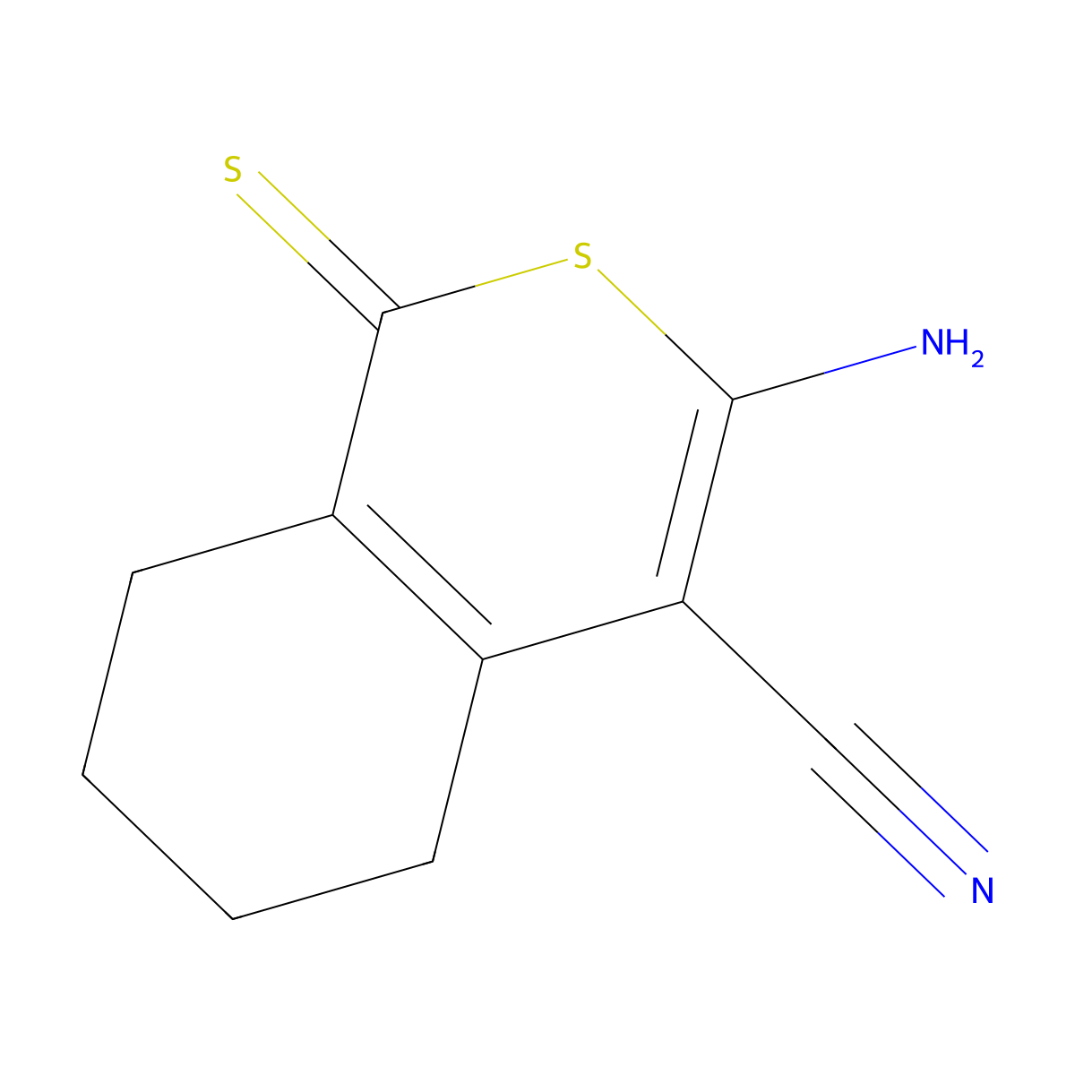 3-Amino-5,6,7,8-tetrahydro-1-thioxo-1H-2-benzothiopyran-4-carbonitrile molecular structure, CAS 5275-11-6