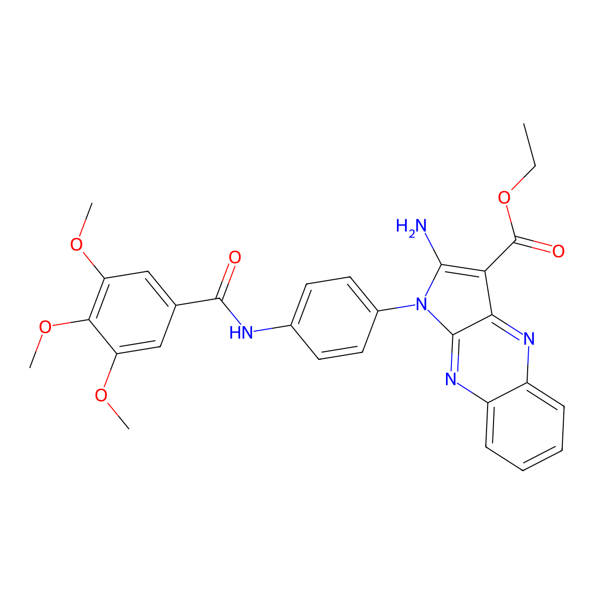 Ethyl 2-amino-1-[4-[(3,4,5-trimethoxybenzoyl)amino]phenyl]pyrrolo[3,2-b]quinoxaline-3-carboxylate molecular structure, CAS 5275-22-9