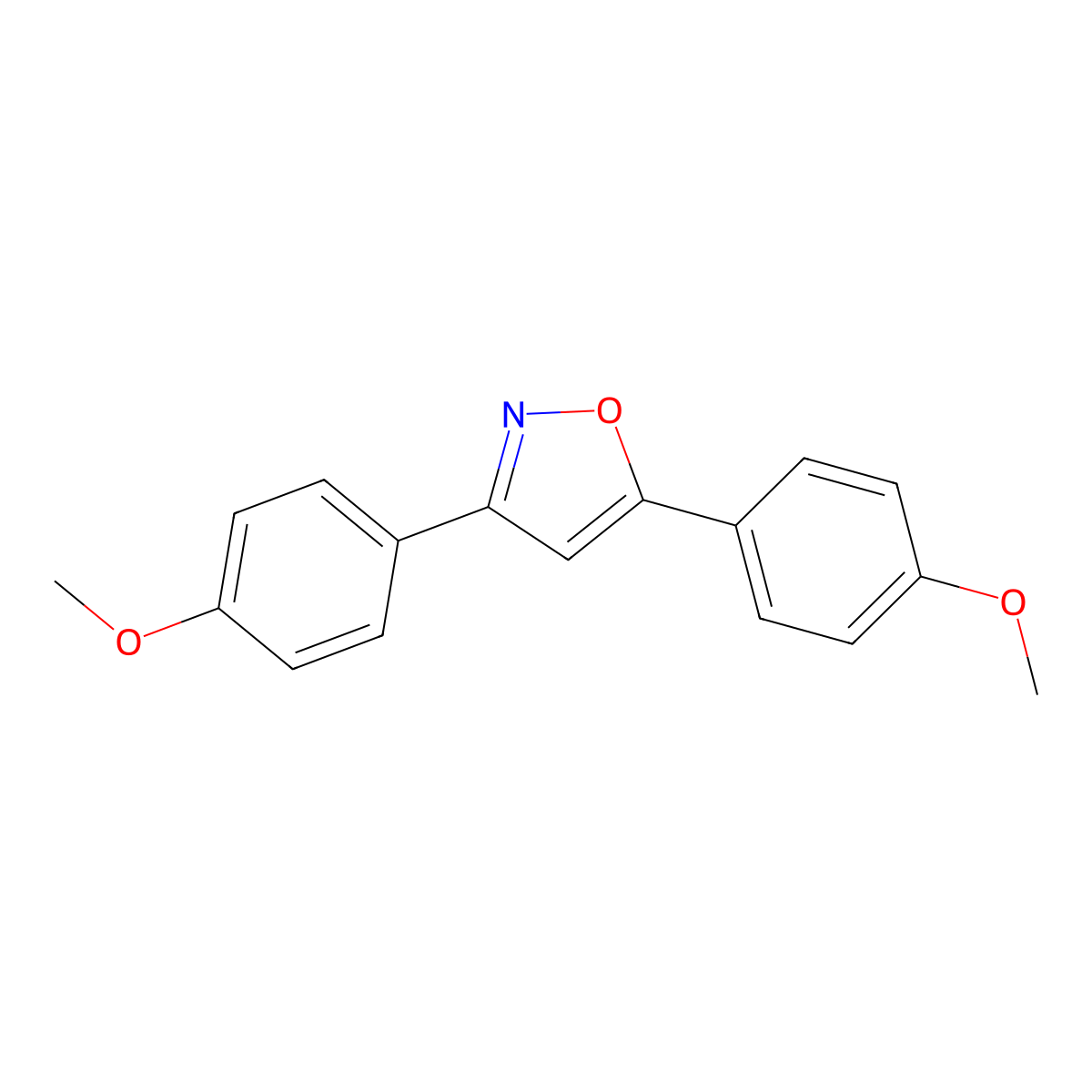 Isoxazole, 3,5-bis(4-methoxyphenyl)- molecular structure, CAS 52751-67-4
