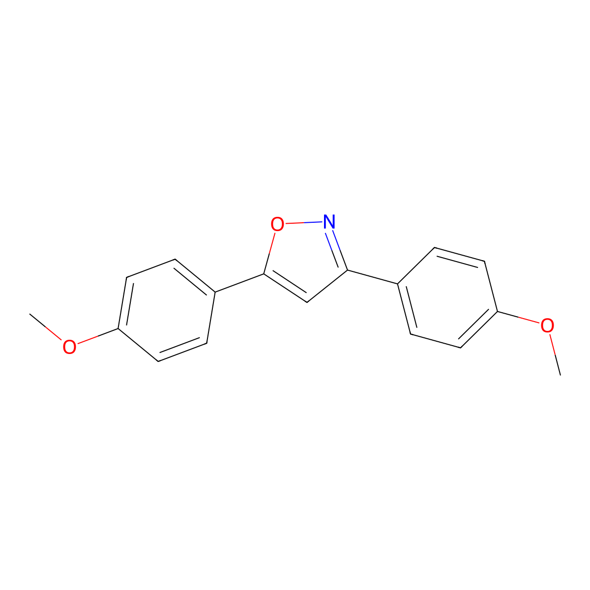 Isoxazole, 3,5-bis(4-methoxyphenyl)- molecular structure, CAS 52751-67-4