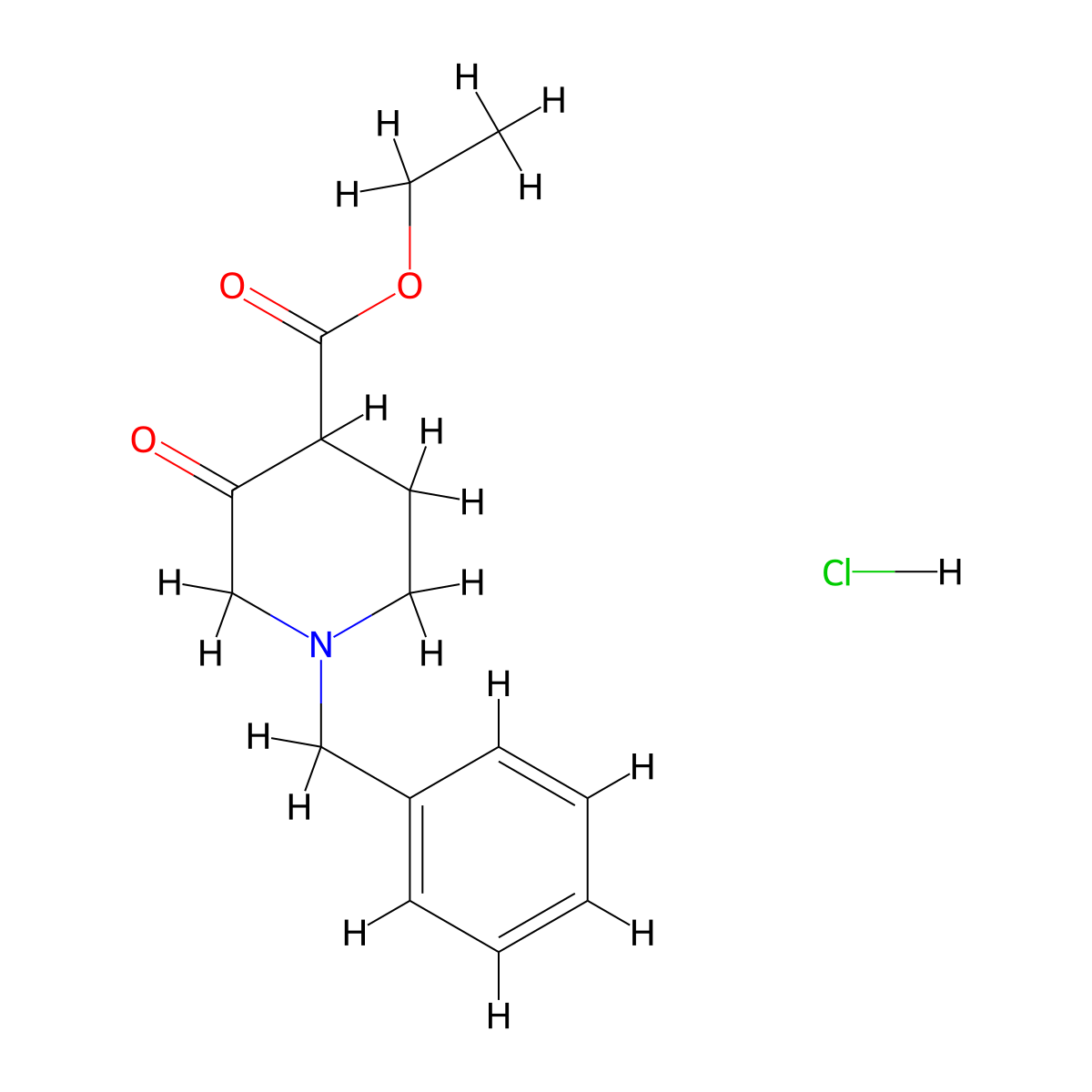 Ethyl 1-benzyl-3-oxopiperidine-4-carboxylate hydrochloride molecular structure, CAS 52763-21-0