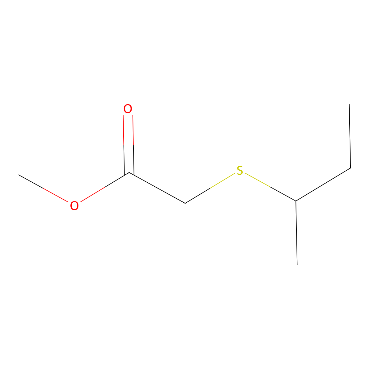 Methyl 2-(butan-2-ylsulfanyl)acetate molecular structure, CAS 52763-54-9