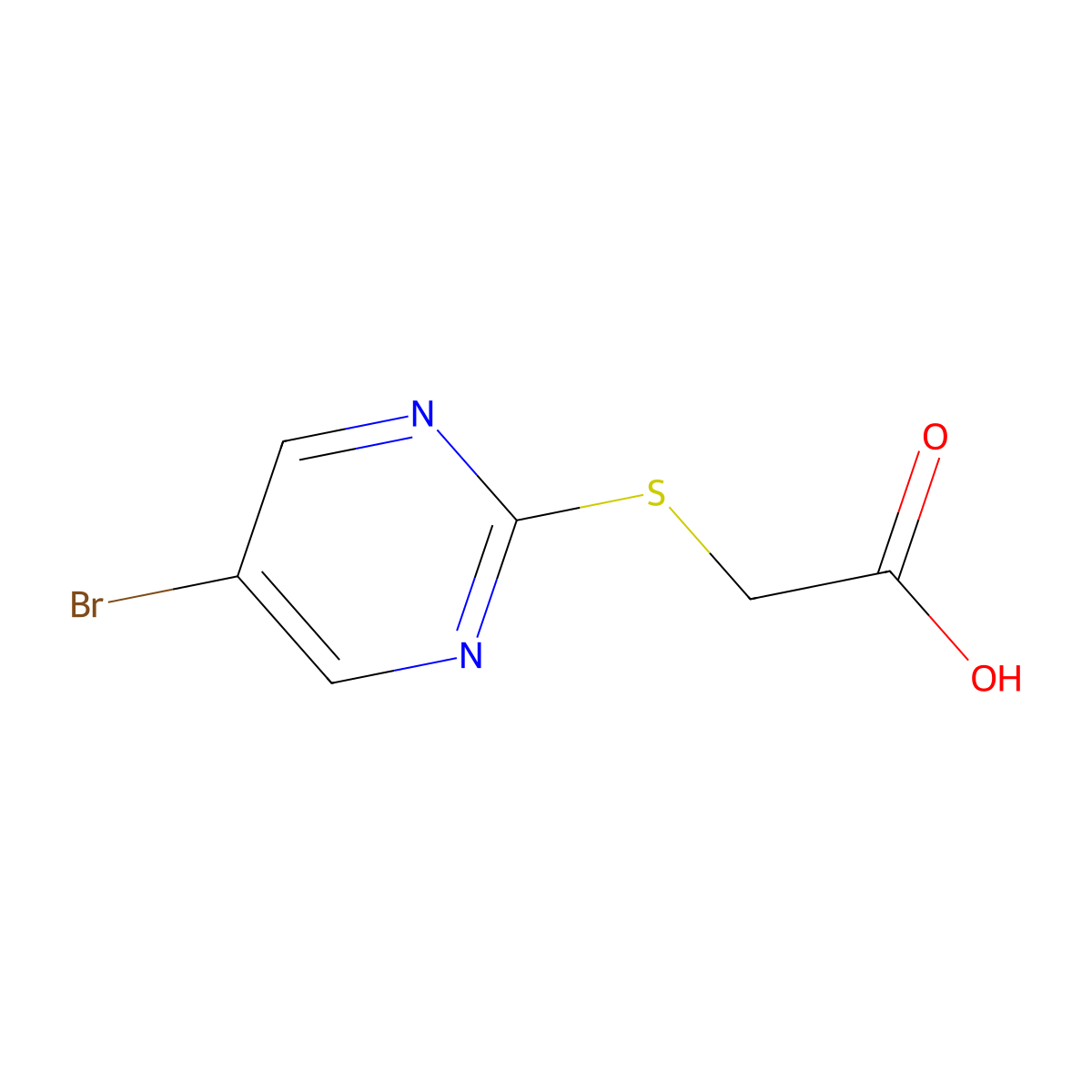 2-((5-Bromopyrimidin-2-yl)thio)acetic acid molecular structure, CAS 52767-92-7