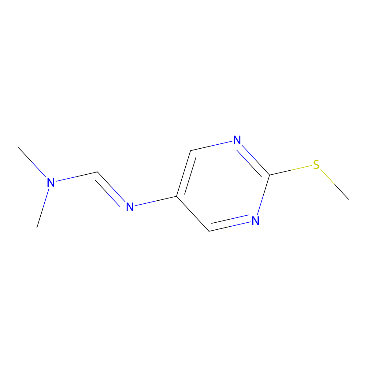 N,N-Dimethyl-N'-(2-(methylthio)pyrimidin-5-yl)formimidamide molecular structure, CAS 52767-93-8