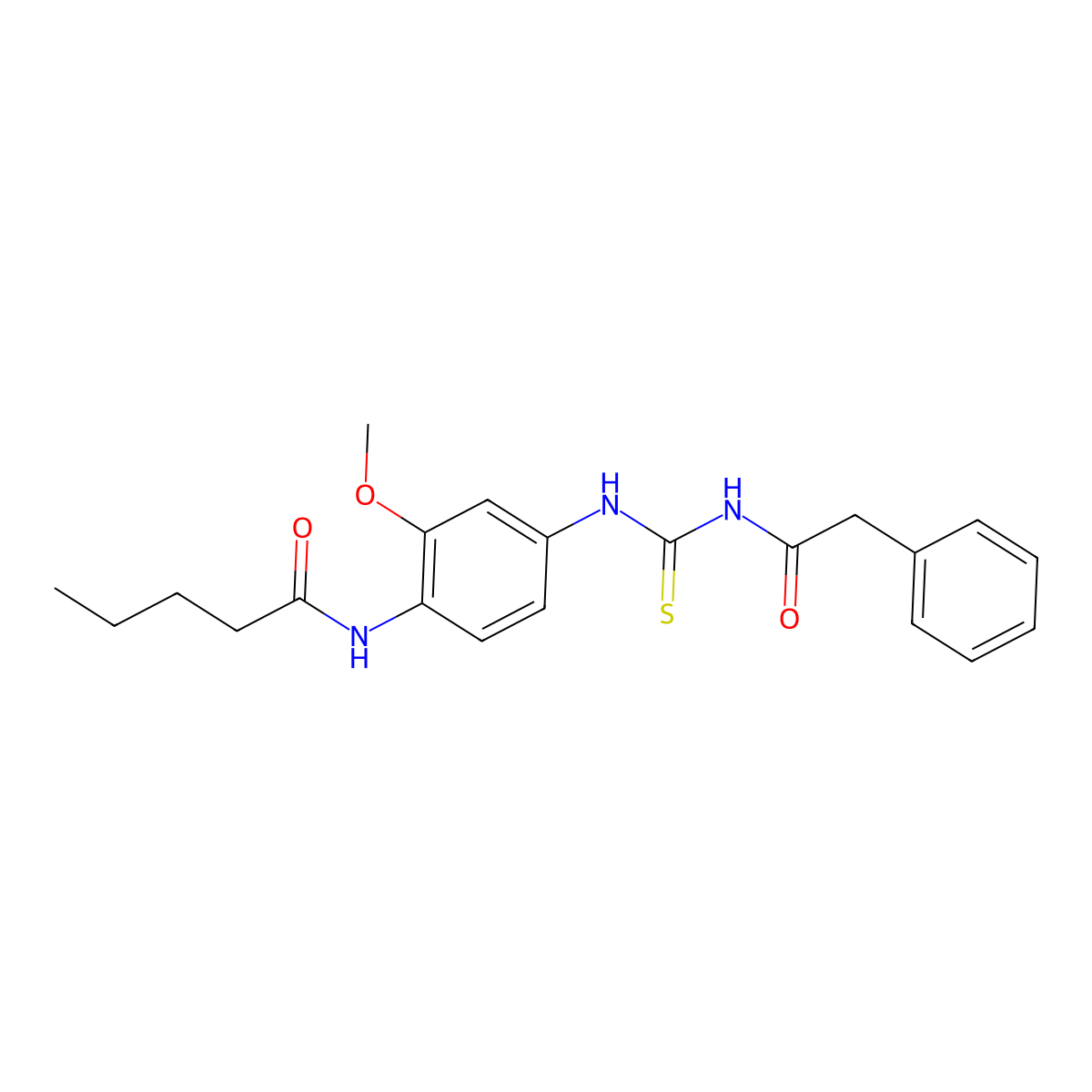 N-[2-methoxy-4-[(2-phenylacetyl)carbamothioylamino]phenyl]pentanamide molecular structure, CAS 527690-58-0