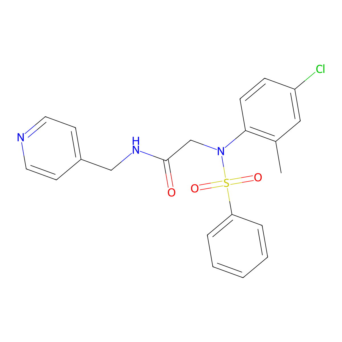 2-[N-(benzenesulfonyl)-4-chloro-2-methylanilino]-N-(pyridin-4-ylmethyl)acetamide molecular structure, CAS 527692-47-3