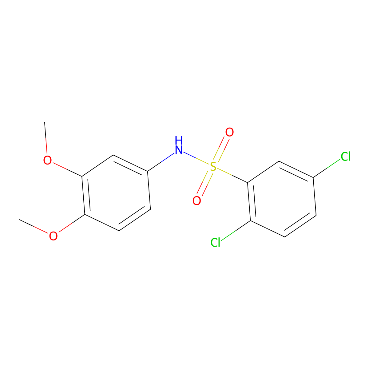 2,5-dichloro-N-(3,4-dimethoxyphenyl)benzenesulfonamide molecular structure, CAS 527692-76-8