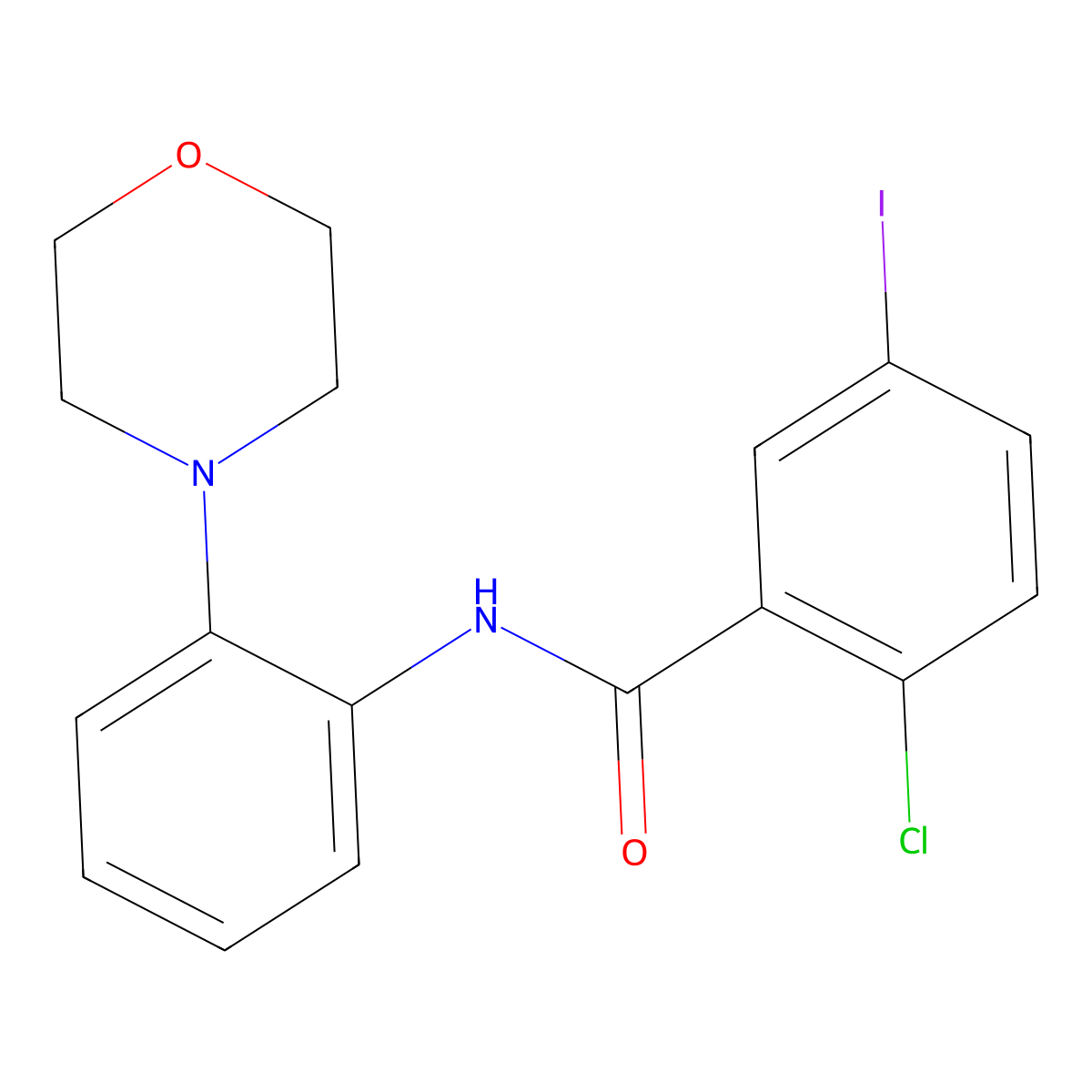 2-chloro-5-iodo-N-(2-morpholin-4-ylphenyl)benzamide molecular structure, CAS 527700-92-1