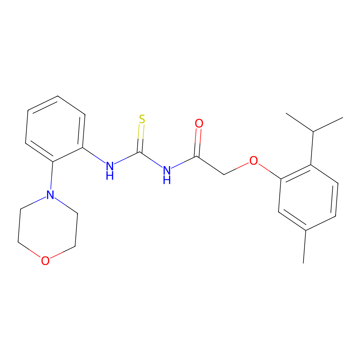 2-(5-methyl-2-propan-2-ylphenoxy)-N-[(2-morpholin-4-ylphenyl)carbamothioyl]acetamide molecular structure, CAS 527700-99-8