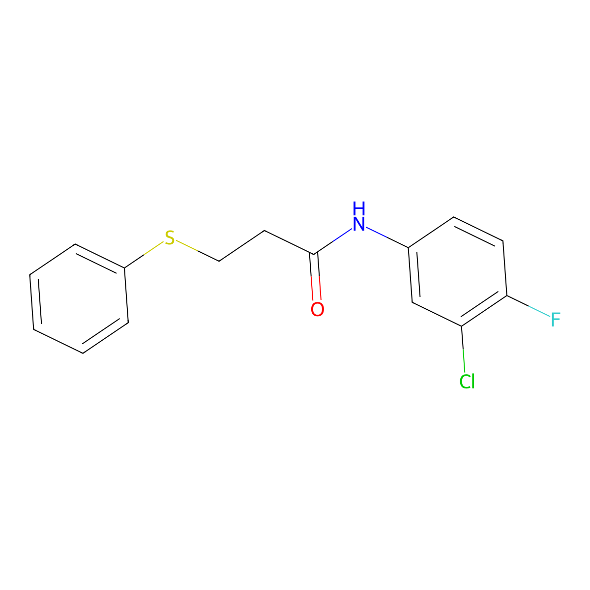 N-(3-chloro-4-fluorophenyl)-3-phenylsulfanylpropanamide molecular structure, CAS 527702-82-5
