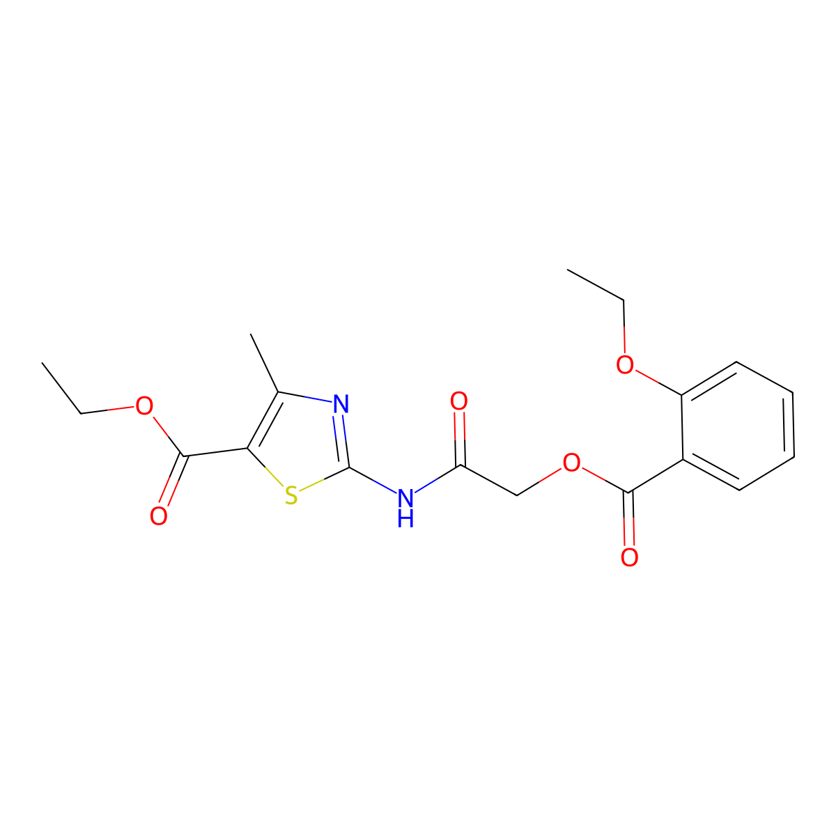 Ethyl 2-[({[(2-ethoxyphenyl)carbonyl]oxy}acetyl)amino]-4-methyl-1,3-thiazole-5-carboxylate molecular structure, CAS 527703-88-4