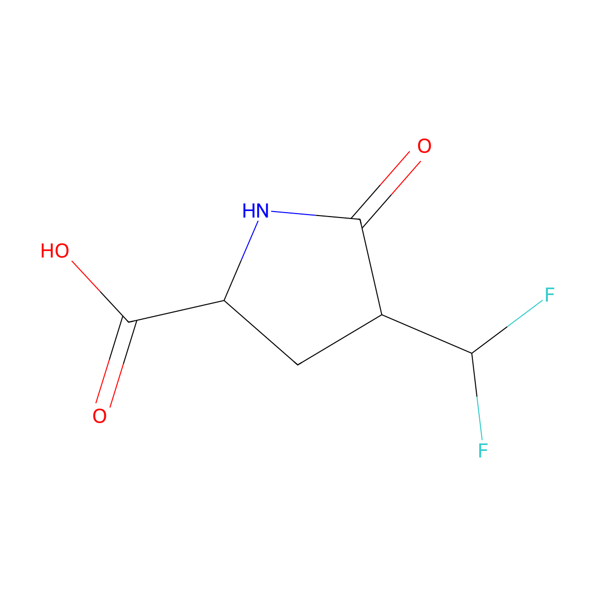 L-Proline, 4-(difluoromethyl)-5-oxo-, (4S)- molecular structure, CAS 527705-01-7