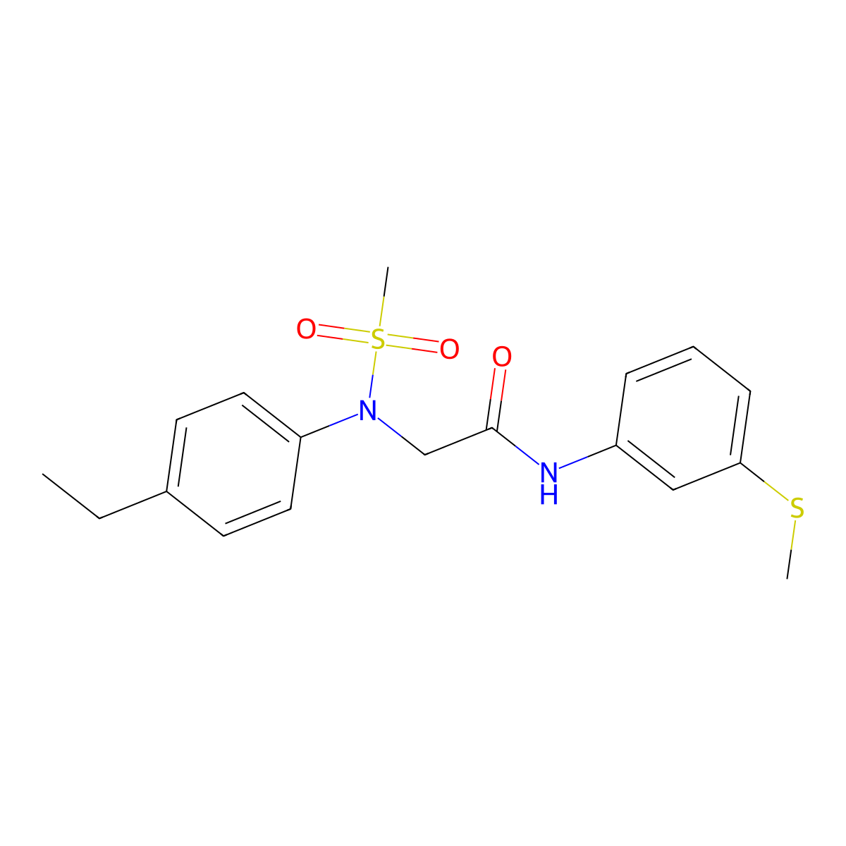 2-(4-ethyl-N-methylsulfonylanilino)-N-(3-methylsulfanylphenyl)acetamide molecular structure, CAS 527708-43-6