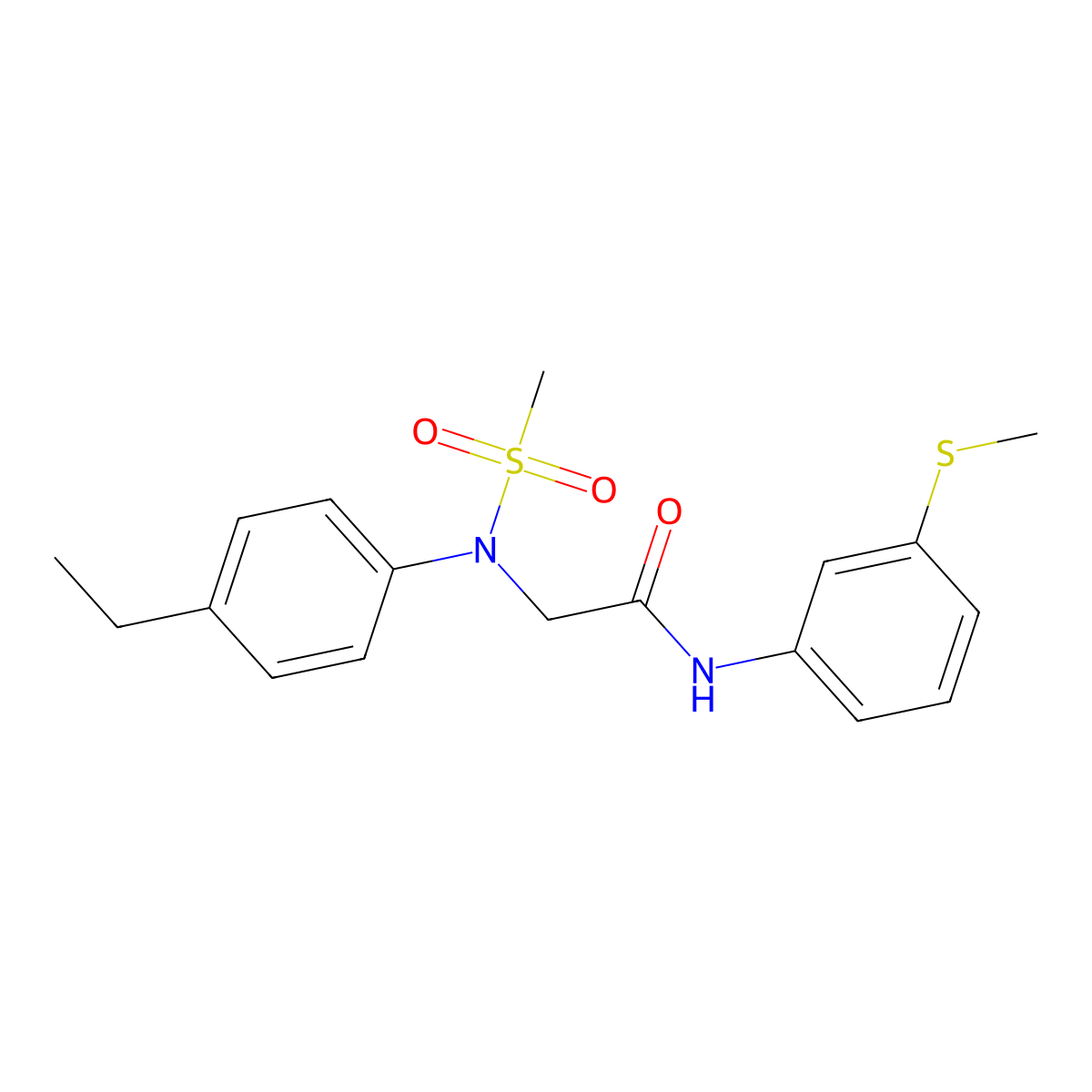 2-(4-ethyl-N-methylsulfonylanilino)-N-(3-methylsulfanylphenyl)acetamide molecular structure, CAS 527708-43-6