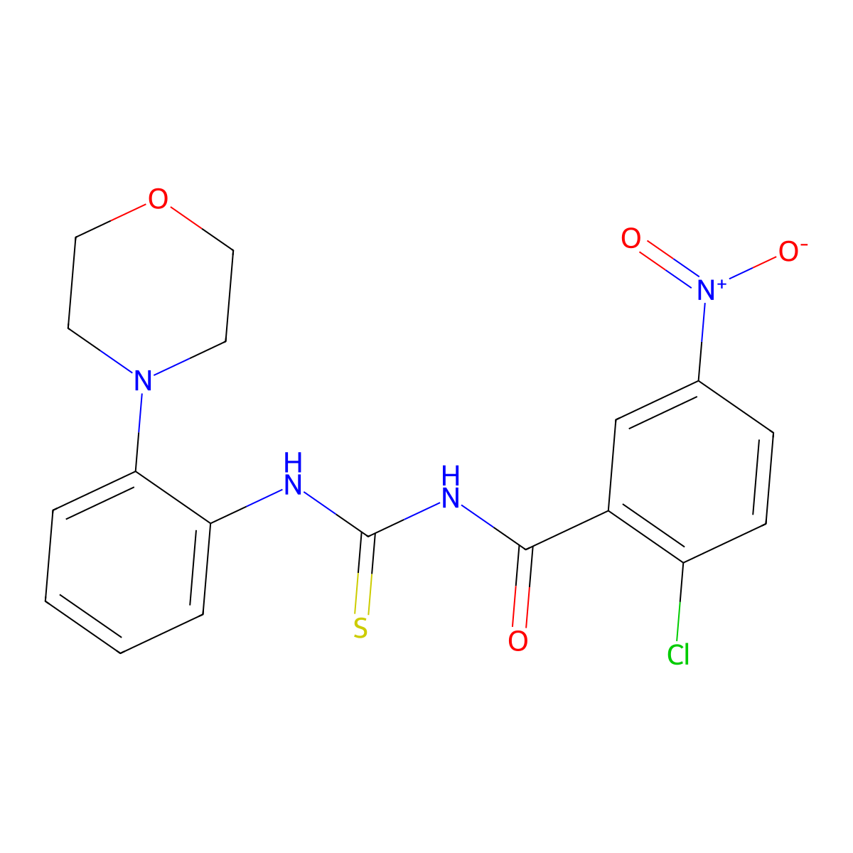 2-chloro-N-[(2-morpholin-4-ylphenyl)carbamothioyl]-5-nitrobenzamide molecular structure, CAS 527708-61-8