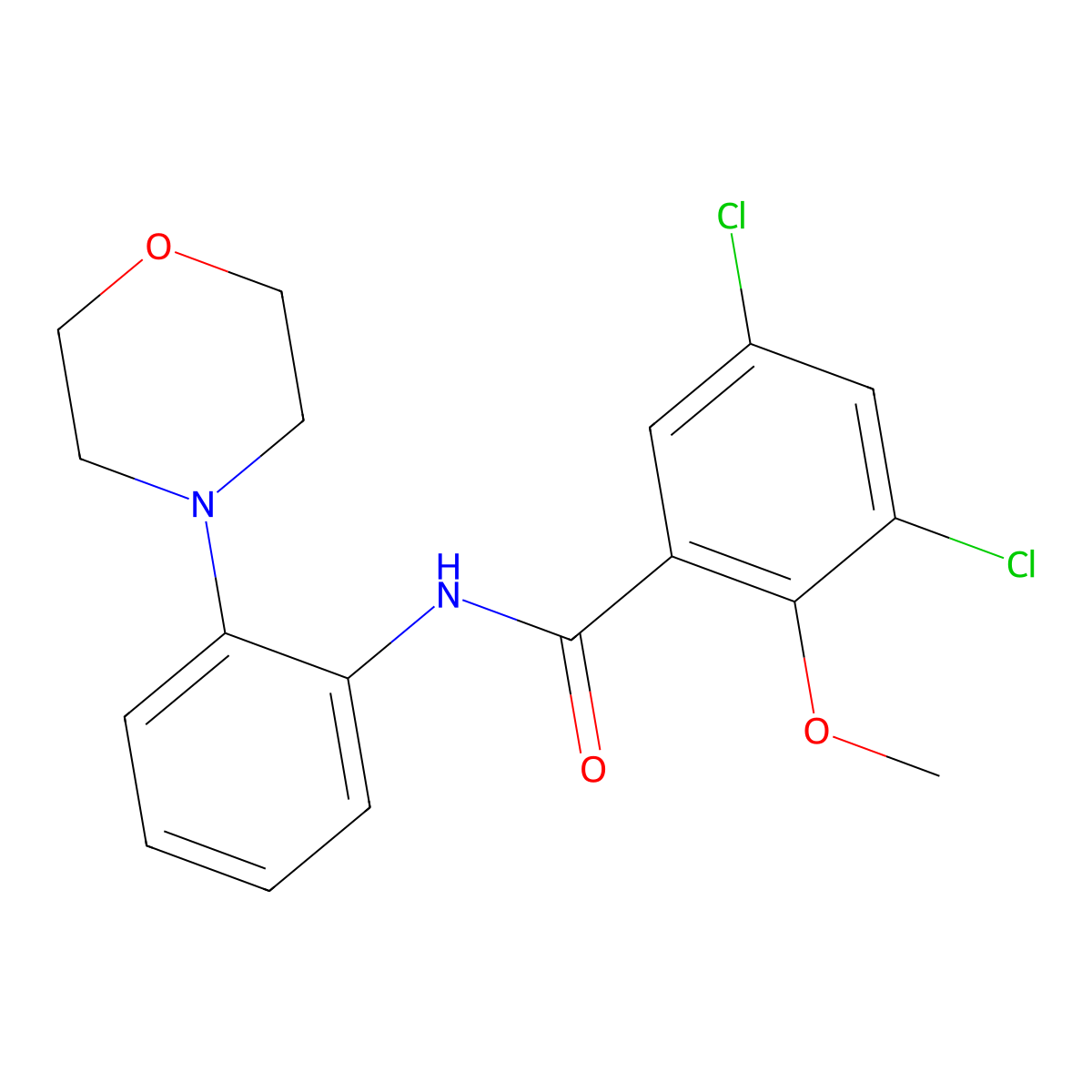 3,5-dichloro-2-methoxy-N-(2-morpholin-4-ylphenyl)benzamide molecular structure, CAS 527708-77-6