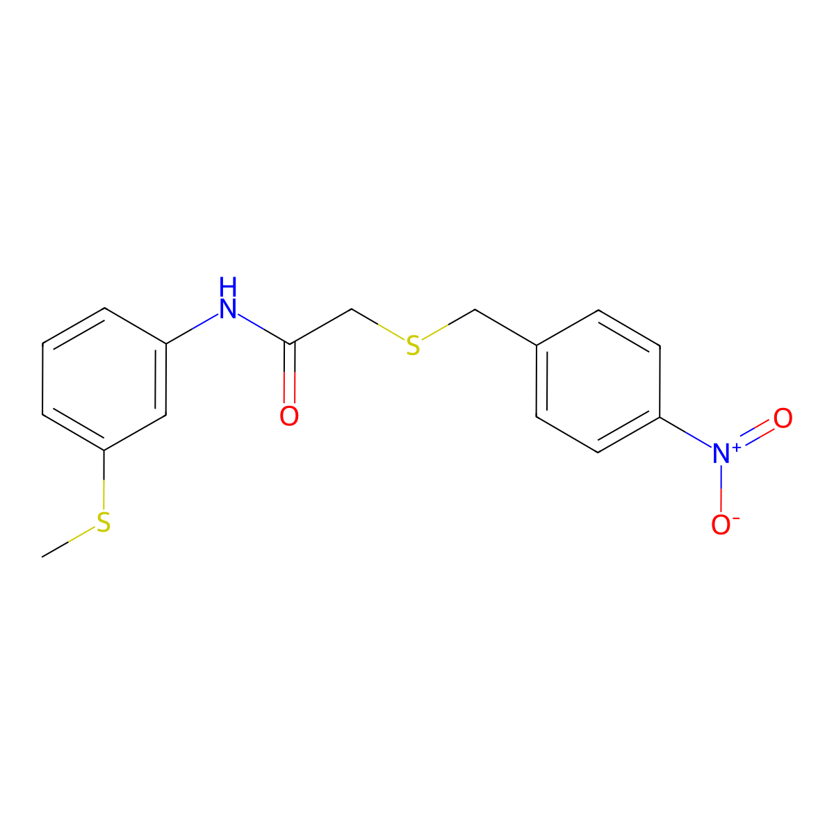 N-(3-methylsulfanylphenyl)-2-[(4-nitrophenyl)methylsulfanyl]acetamide molecular structure, CAS 527709-98-4