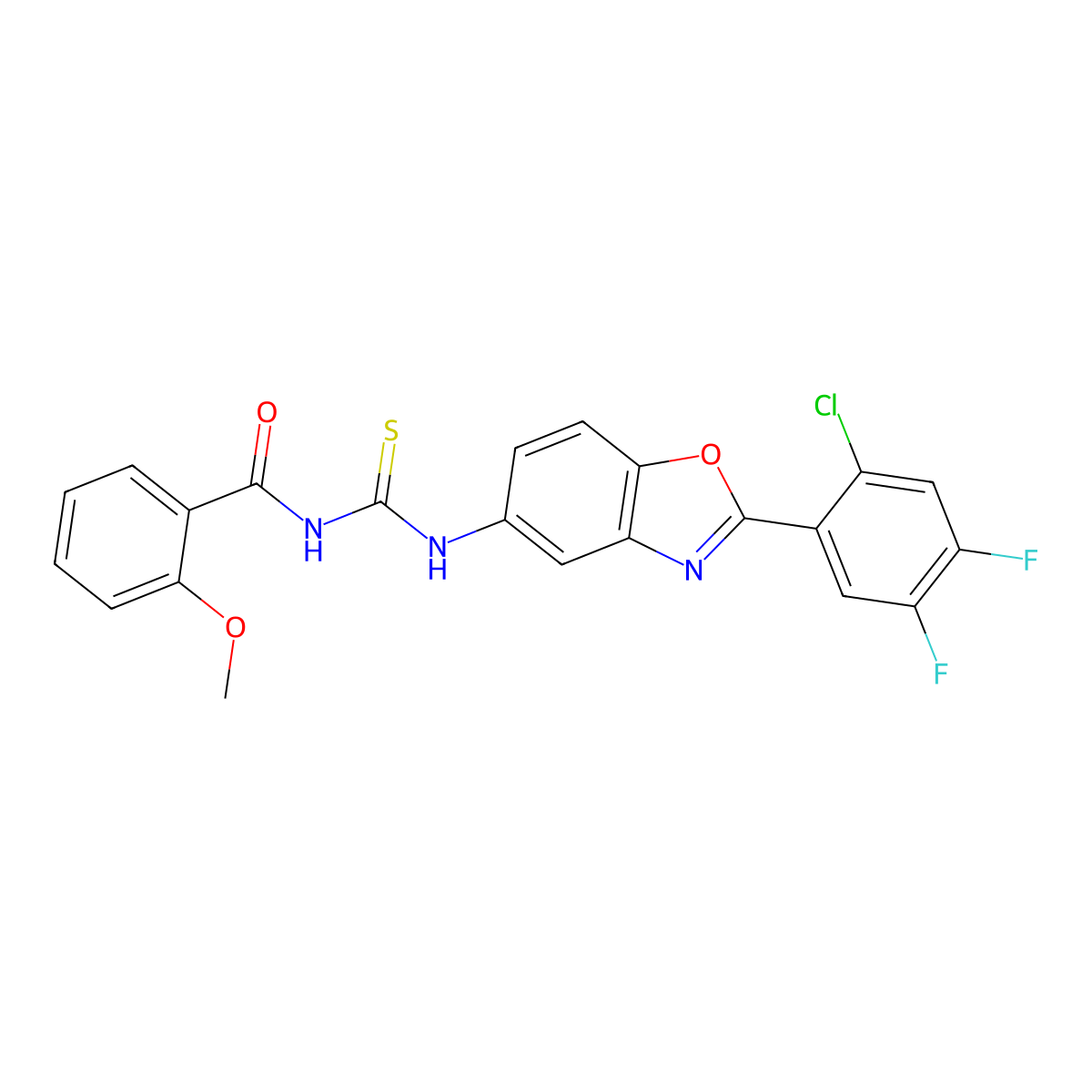 N-[[2-(2-chloro-4,5-difluorophenyl)-1,3-benzoxazol-5-yl]carbamothioyl]-2-methoxybenzamide molecular structure, CAS 527711-45-1