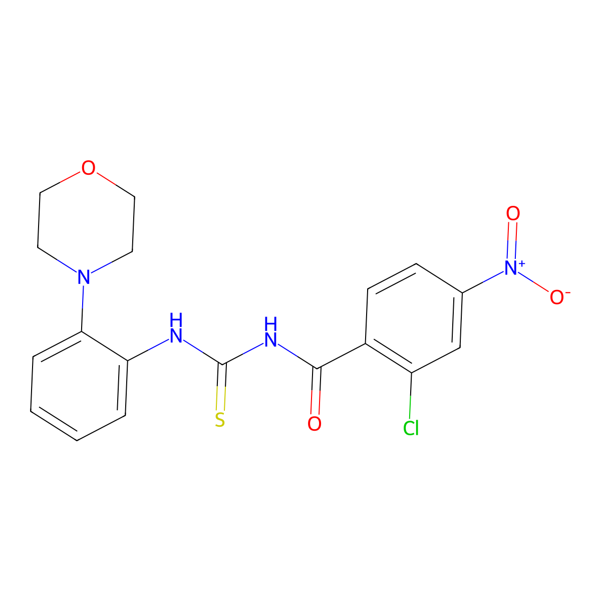 2-chloro-N-[(2-morpholin-4-ylphenyl)carbamothioyl]-4-nitrobenzamide molecular structure, CAS 527711-62-2