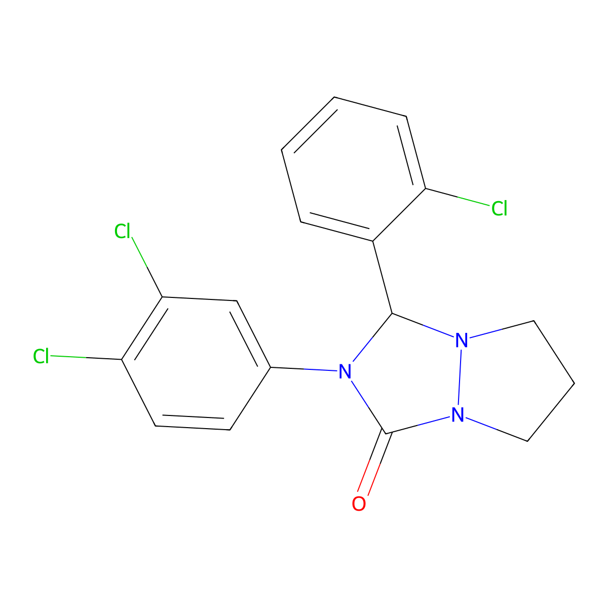 1-(2-Chlorophenyl)-2-(3,4-dichlorophenyl)-1,5,6,7-tetrahydropyrazolo[1,2-a][1,2,4]triazol-3-one molecular structure, CAS 527712-67-0
