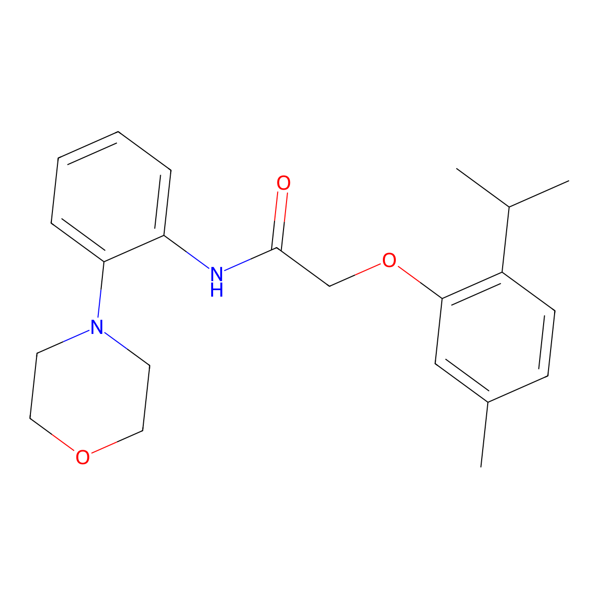 2-[5-methyl-2-(propan-2-yl)phenoxy]-N-[2-(morpholin-4-yl)phenyl]acetamide molecular structure, CAS 527716-57-0
