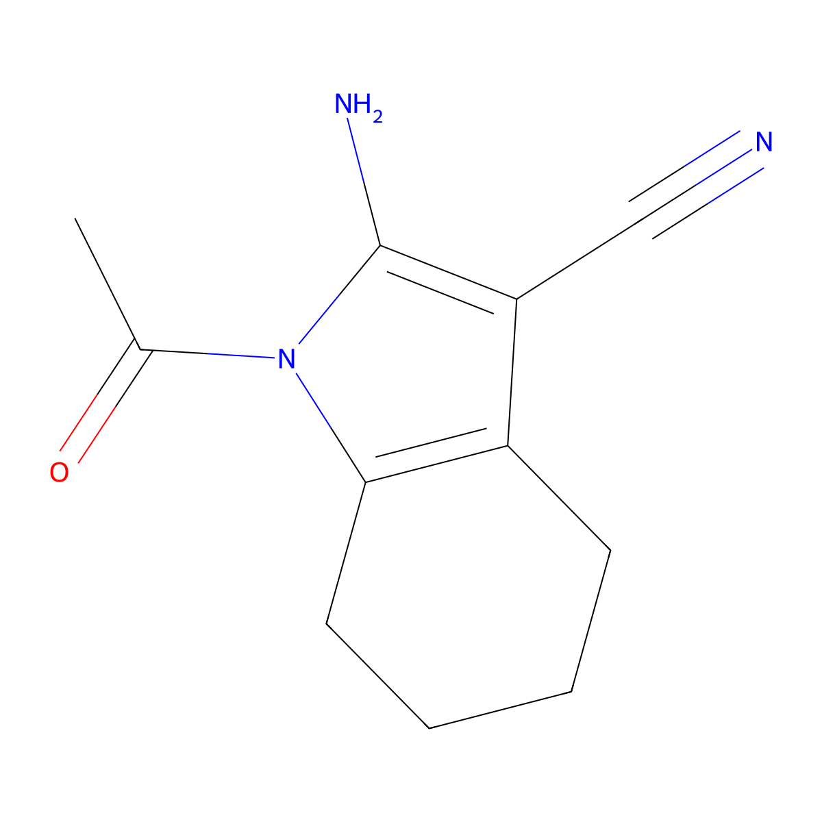 1-acetyl-2-amino-4,5,6,7-tetrahydro-1H-indole-3-carbonitrile molecular structure, CAS 52773-52-1
