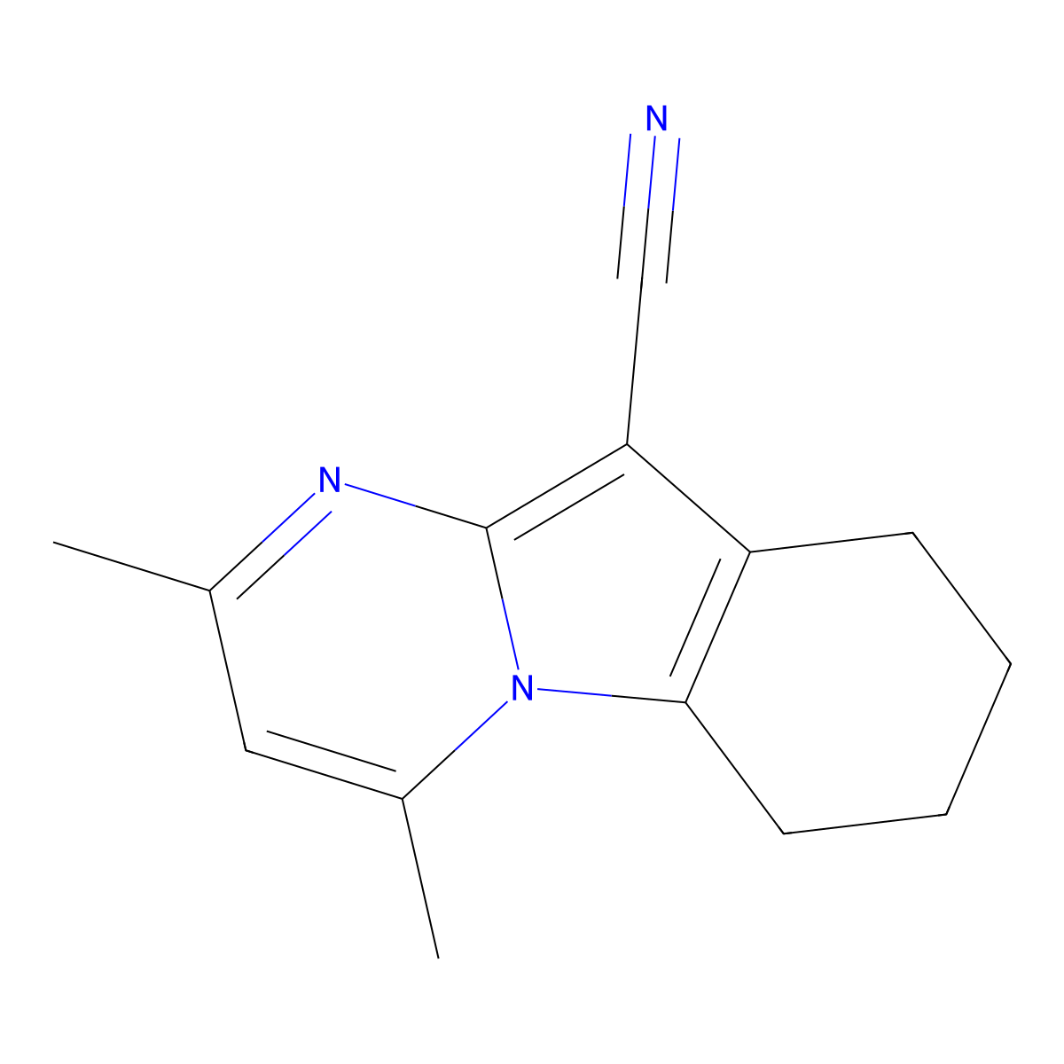 2,4-Dimethyl-6,7,8,9-tetrahydropyrimido[1,2-a]indole-10-carbonitrile molecular structure, CAS 52773-58-7