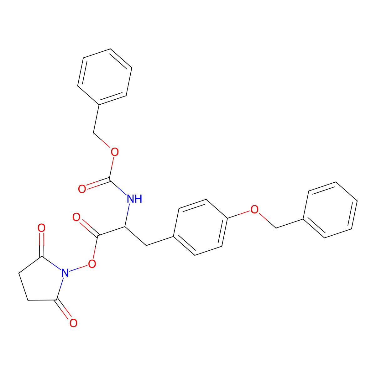 Benzyl (S)-(2-((2,5-dioxo-1-pyrrolidinyl)oxy)-2-oxo-1-((4-(benzyloxy)phenyl)methyl)ethyl)carbamate molecular structure, CAS 52773-66-7
