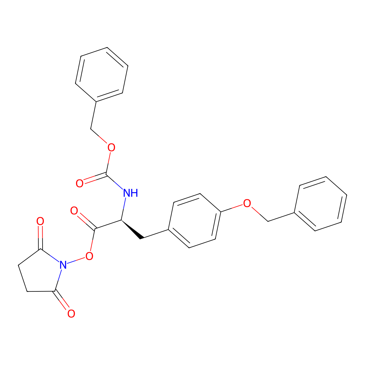 Benzyl (S)-(2-((2,5-dioxo-1-pyrrolidinyl)oxy)-2-oxo-1-((4-(benzyloxy)phenyl)methyl)ethyl)carbamate molecular structure, CAS 52773-66-7