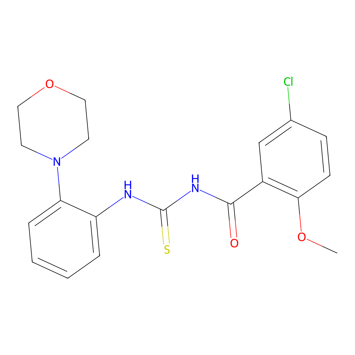5-chloro-2-methoxy-N-[(2-morpholin-4-ylphenyl)carbamothioyl]benzamide molecular structure, CAS 527737-67-3