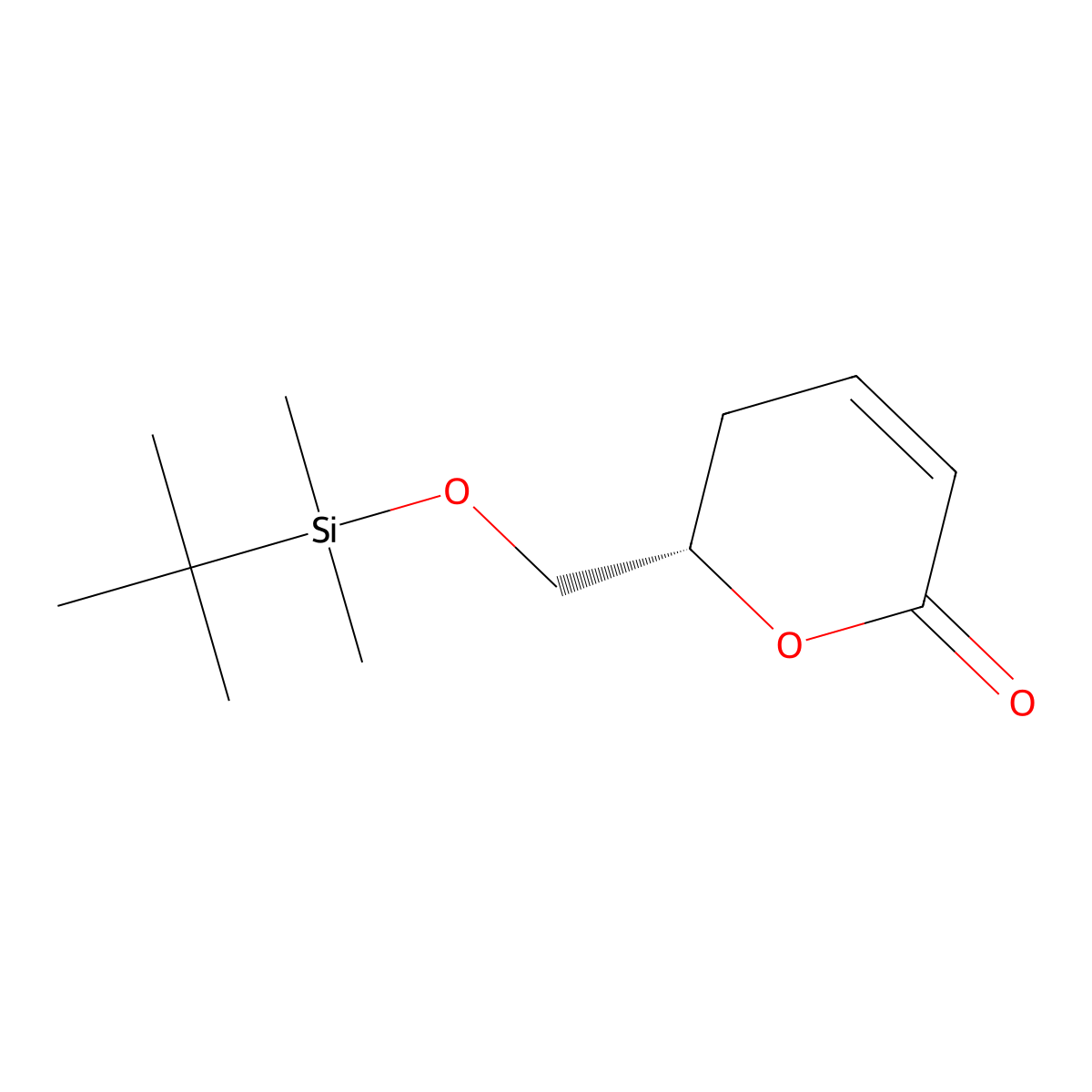 (S)-6-(((tert-Butyldimethylsilyl)oxy)methyl)-5,6-dihydro-2H-pyran-2-one molecular structure, CAS 527742-73-0
