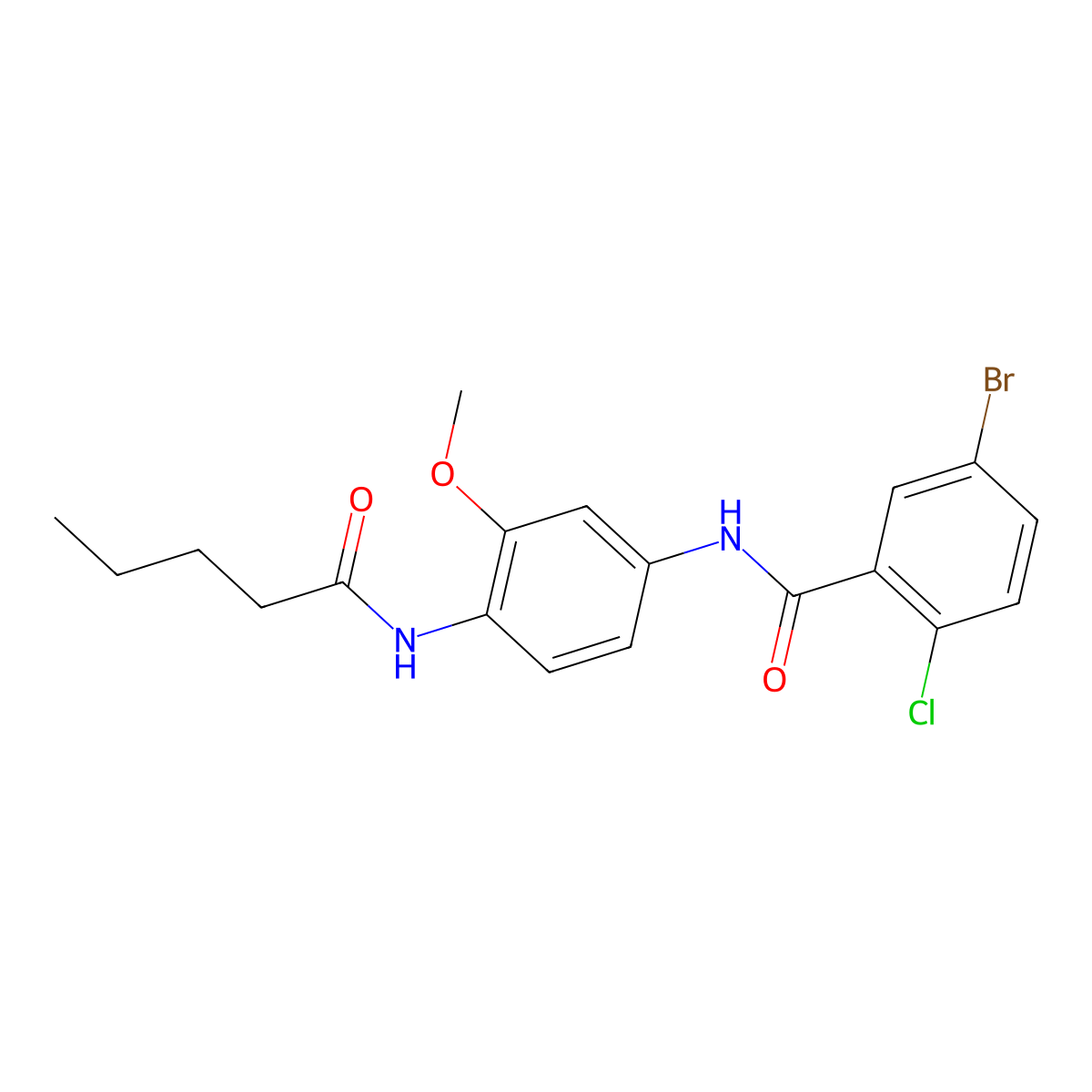 5-bromo-2-chloro-N-[3-methoxy-4-(pentanoylamino)phenyl]benzamide molecular structure, CAS 527745-68-2