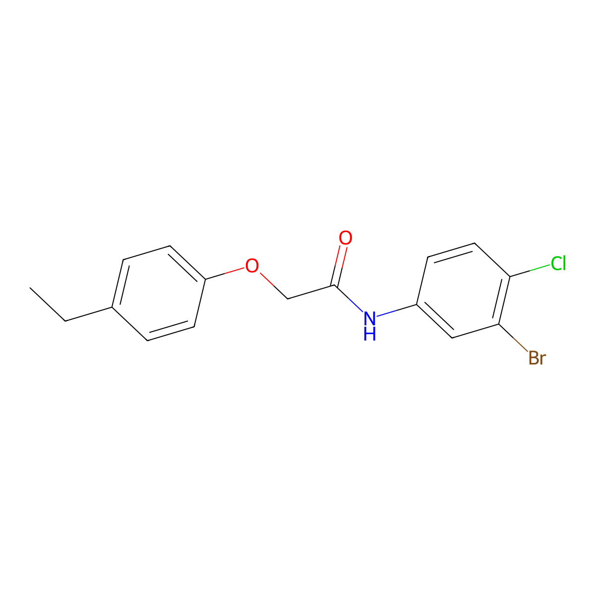 N-(3-bromo-4-chlorophenyl)-2-(4-ethylphenoxy)acetamide molecular structure, CAS 527746-29-8