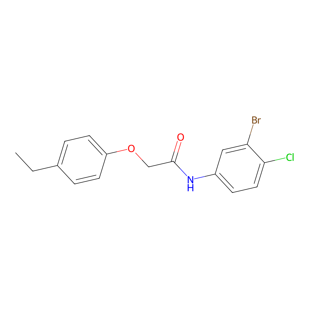 N-(3-bromo-4-chlorophenyl)-2-(4-ethylphenoxy)acetamide molecular structure, CAS 527746-29-8