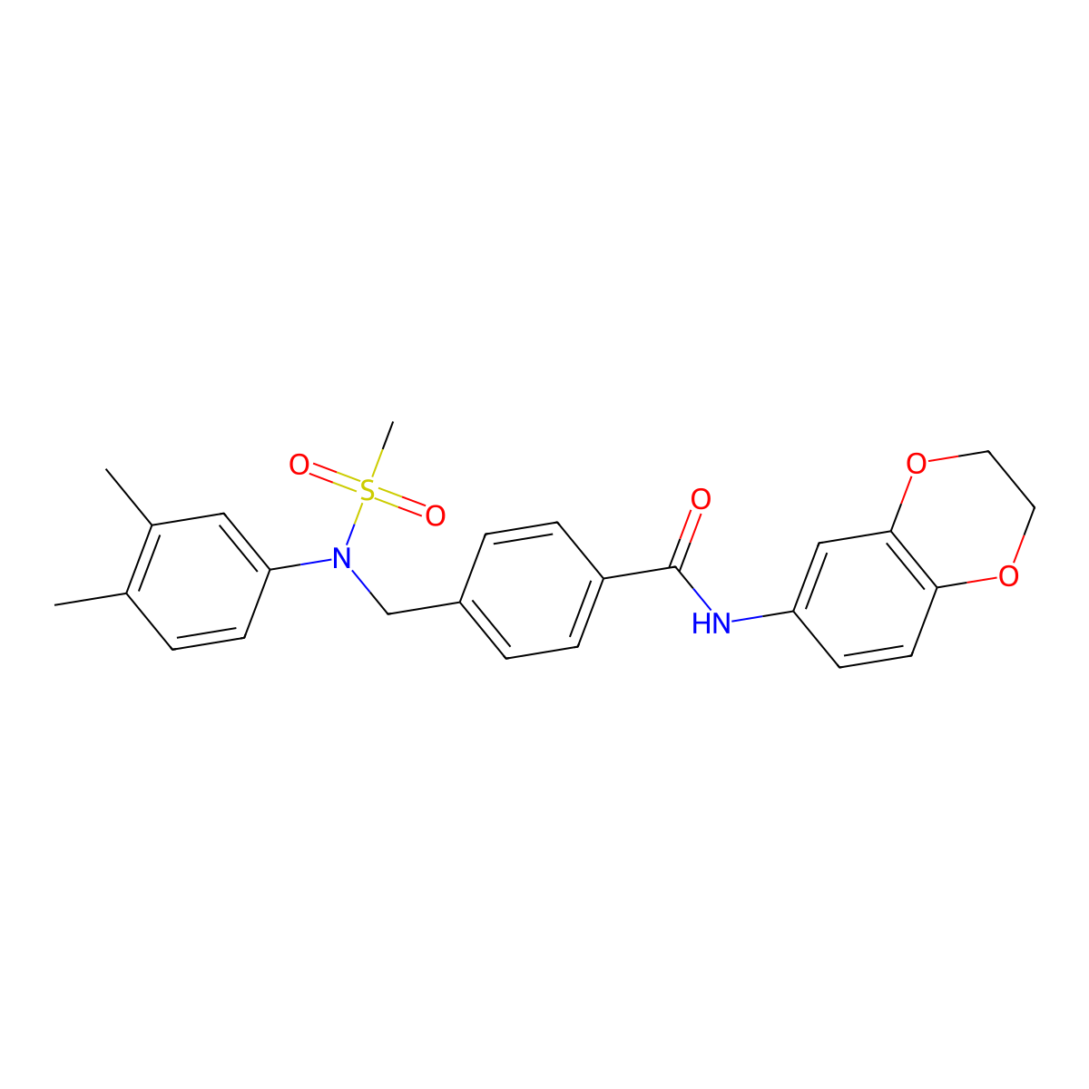 N-(2,3-dihydro-1,4-benzodioxin-6-yl)-4-[(3,4-dimethyl-N-methylsulfonylanilino)methyl]benzamide molecular structure, CAS 527746-55-0