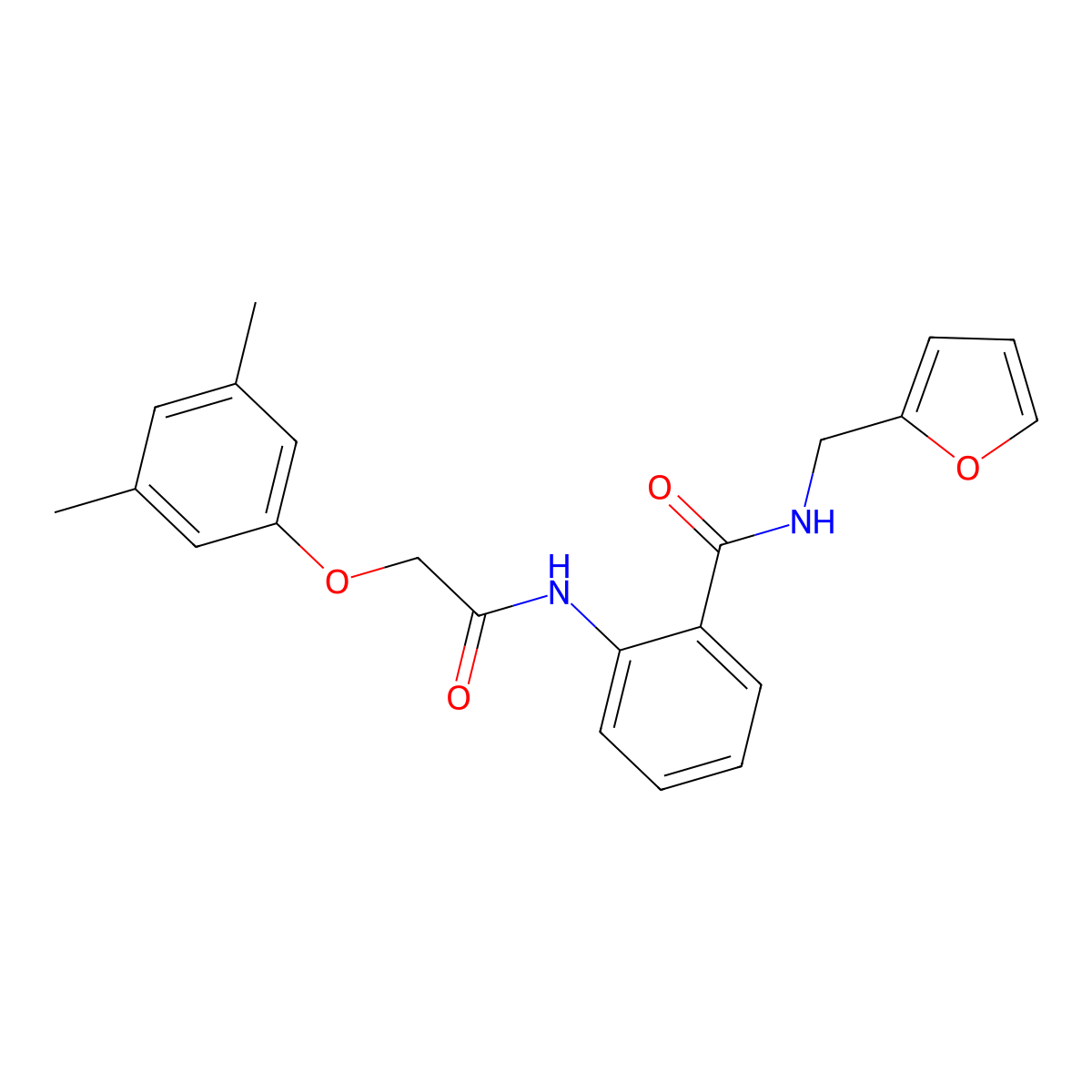 2-{[(3,5-dimethylphenoxy)acetyl]amino}-N-(furan-2-ylmethyl)benzamide molecular structure, CAS 527747-12-2