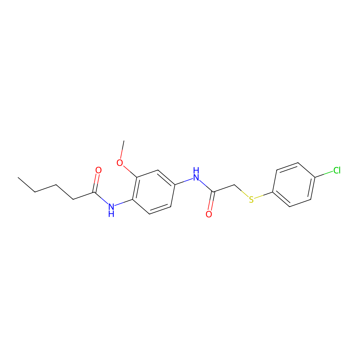 N-[4-({[(4-chlorophenyl)sulfanyl]acetyl}amino)-2-methoxyphenyl]pentanamide molecular structure, CAS 527748-44-3
