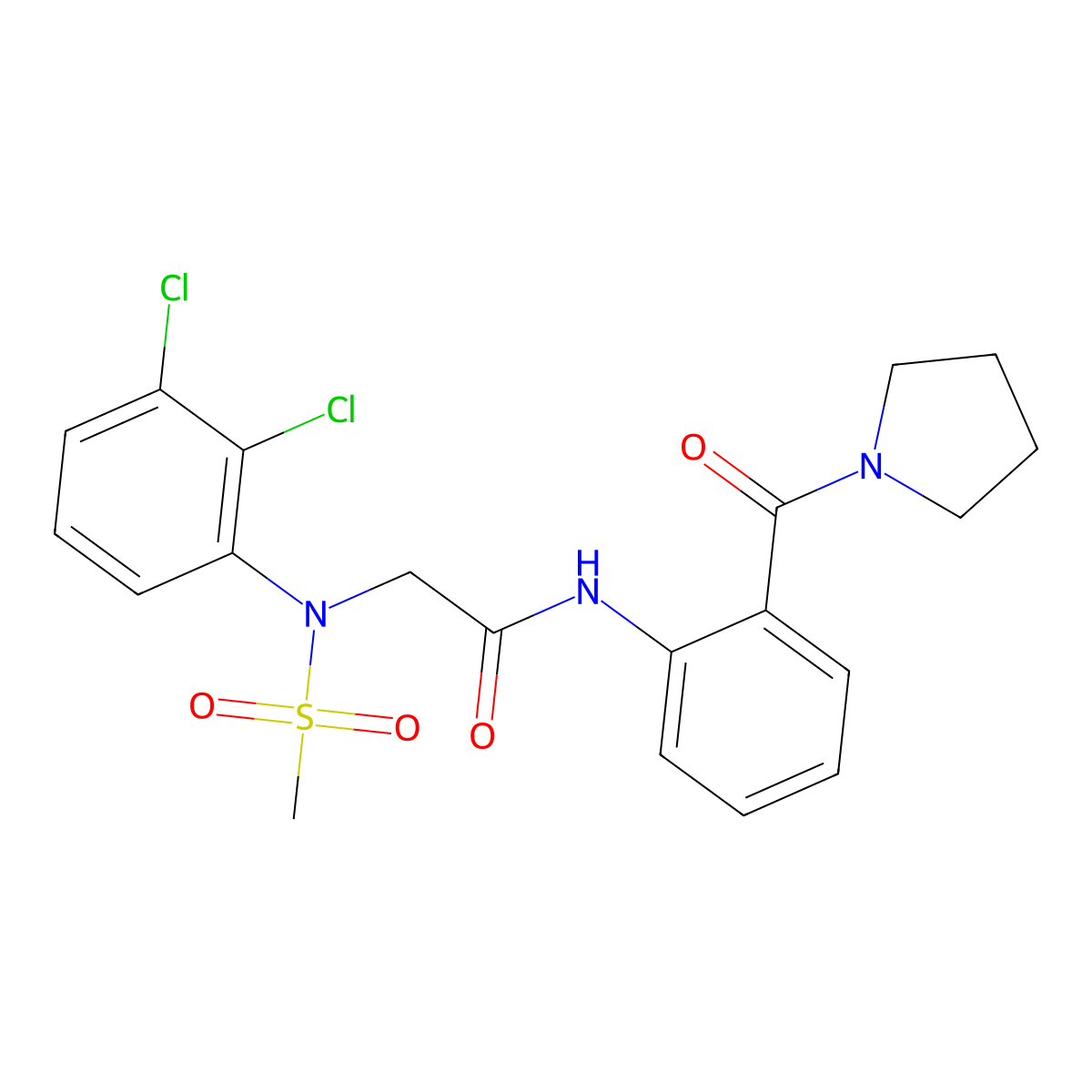 2-(2,3-dichloro-N-methylsulfonylanilino)-N-[2-(pyrrolidine-1-carbonyl)phenyl]acetamide molecular structure, CAS 527748-63-6