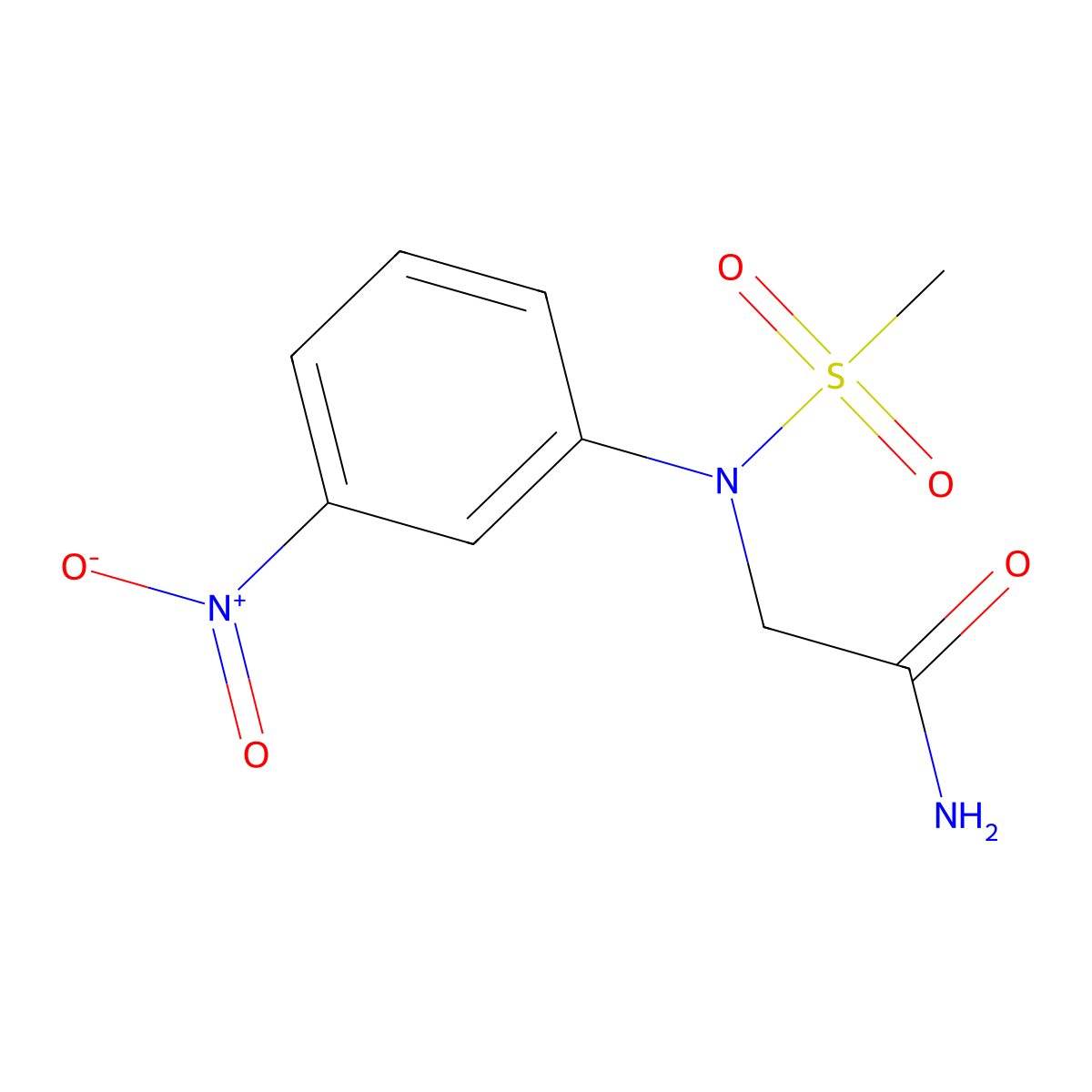 N~2~-(methylsulfonyl)-N~2~-(3-nitrophenyl)glycinamide molecular structure, CAS 527749-11-7