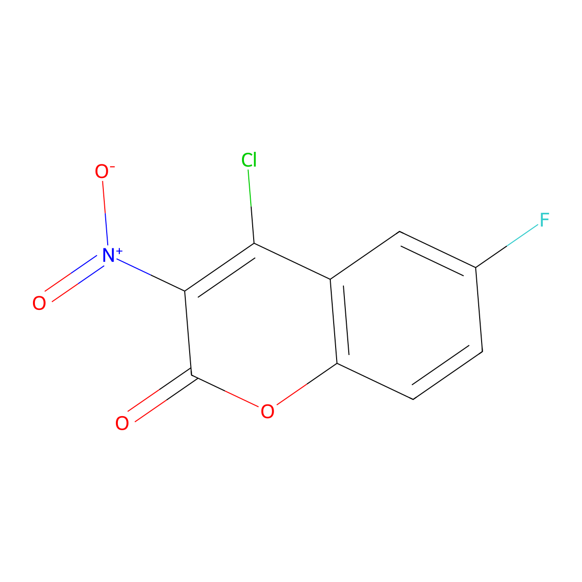 4-Chloro-6-fluoro-3-nitro-2H-1-benzopyran-2-one molecular structure, CAS 527751-31-1